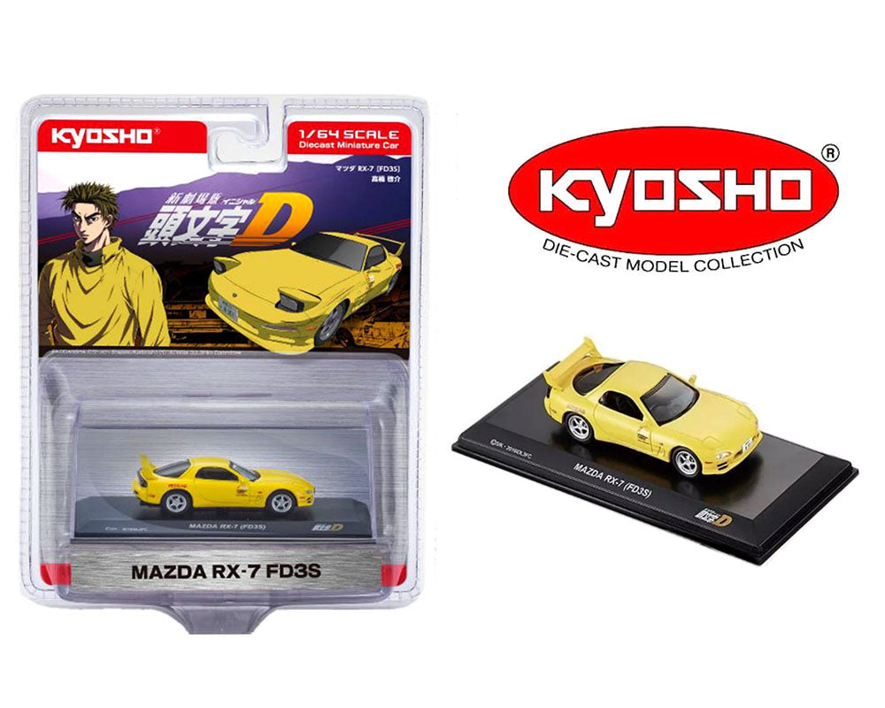 Kyosho 1:64 Initial D Keisuke Takahashi Mazda RX-7 FD3S Yellow Limited Edition
