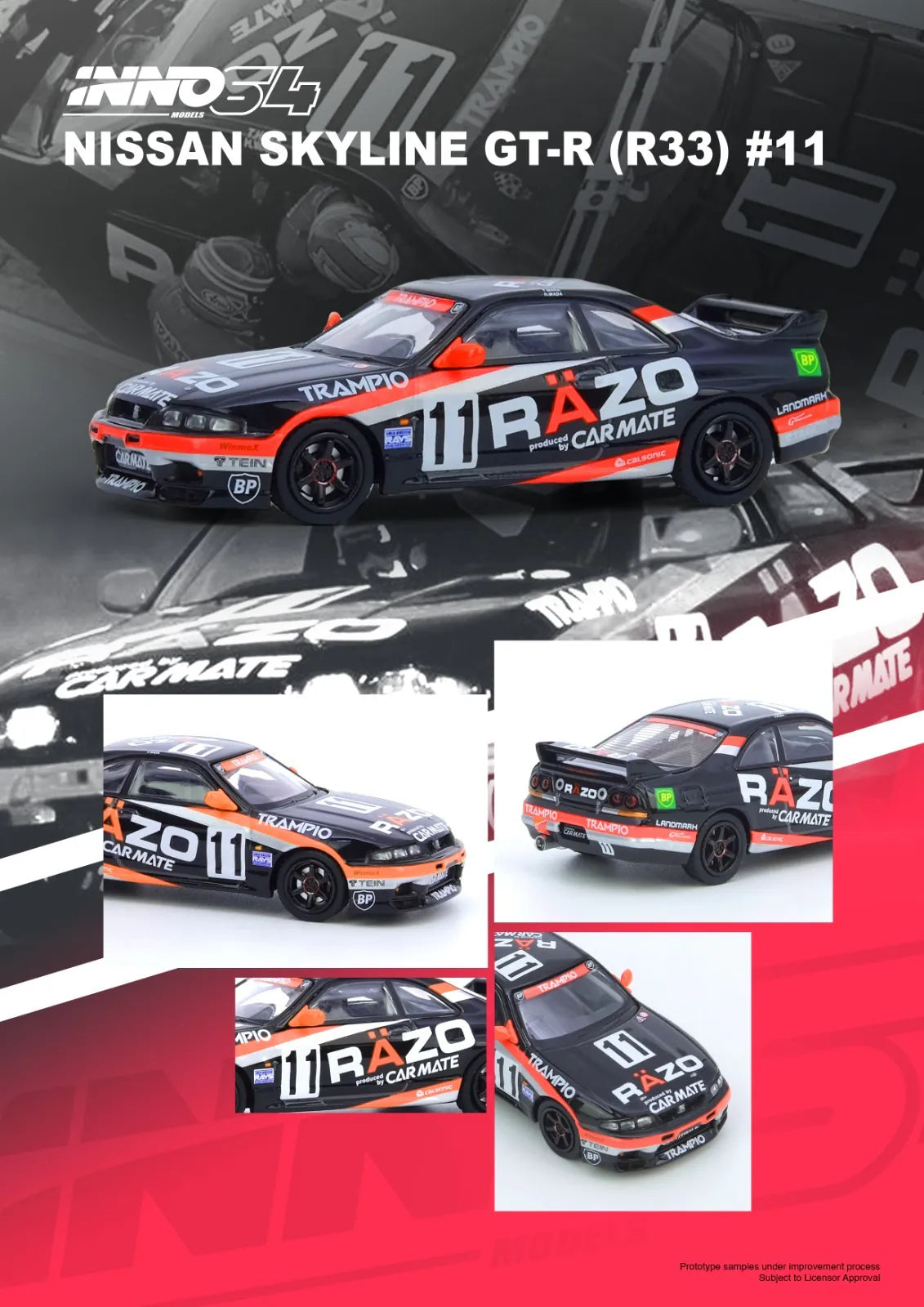 INNO64 Nissan Skyline GT-R R33 #11 Razo Trampio Sendan Highland 1995 Winner