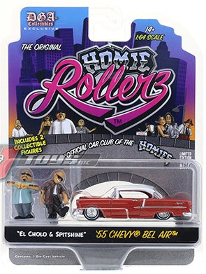 Greenlight x DGA Homie Rollerz 1955 Chevrolet Bel Air El Cholo & Spitshine Preorder