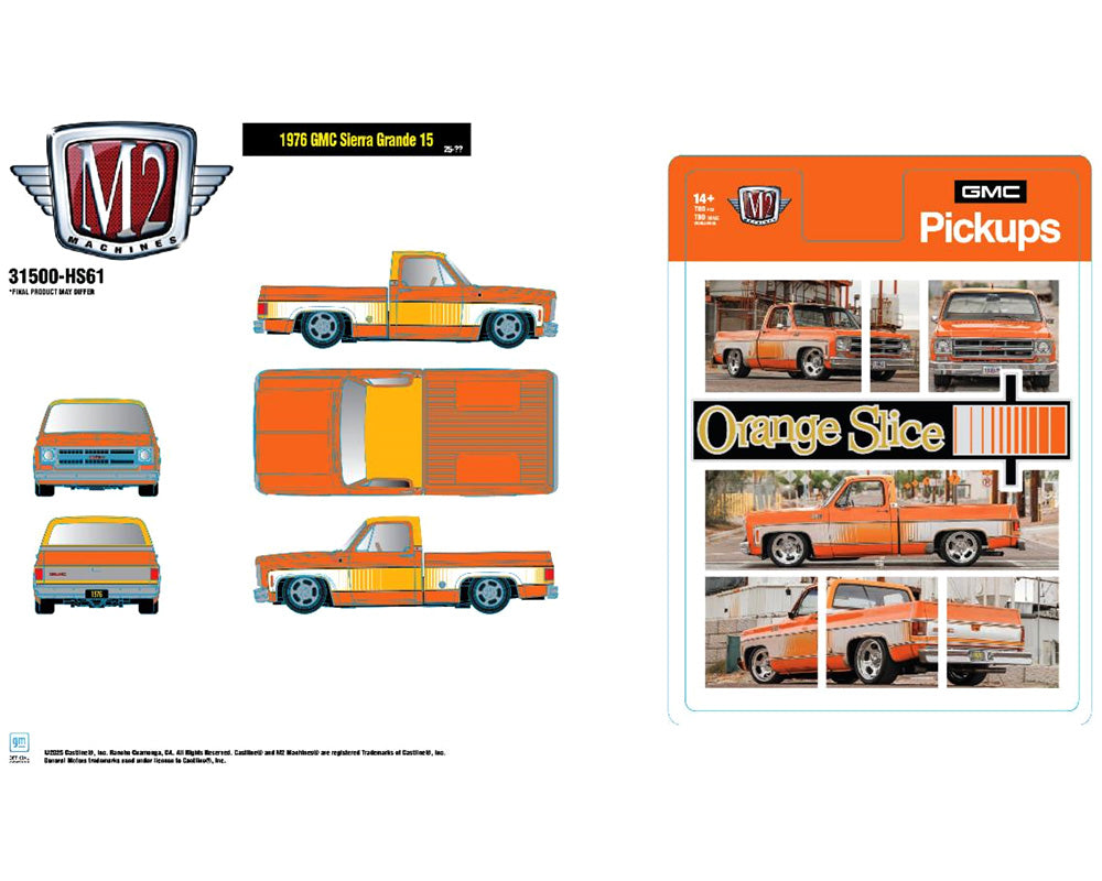 M2 Machines 1976 GMC Sierra Grande Orange Slice HS61 Hobby Exclusive Preorder