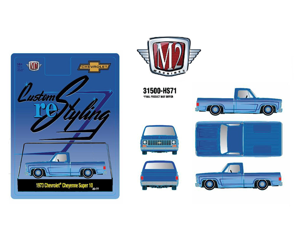 M2 Machines 1973 Chevrolet Cheyenne Super 10 Custom ReStyling Blue HS71 Hobby Exclusive Preorder