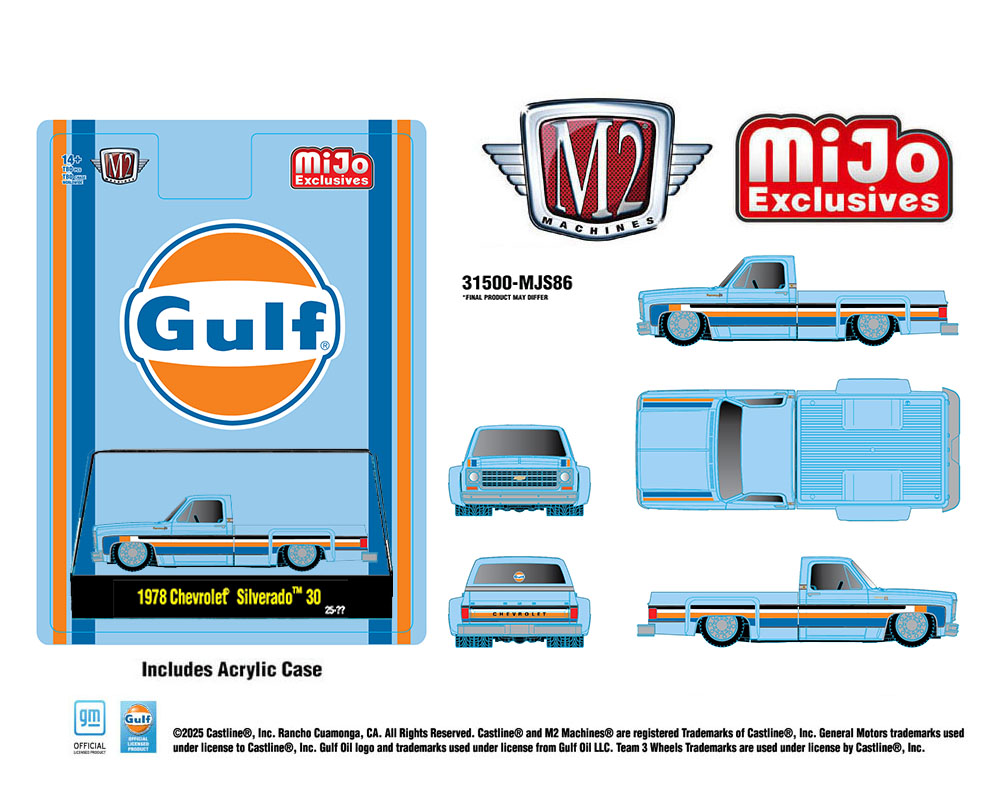 M2 Machines 1978 Chevrolet Silverado C30 GULF Blue MJS86 25-21
