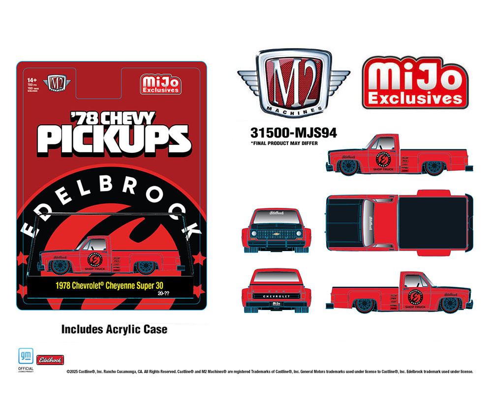 M2 Machines 1978 Chevrolet Cheyenne Super 30 Custom EDELBROCK Red MJS94 Preorder