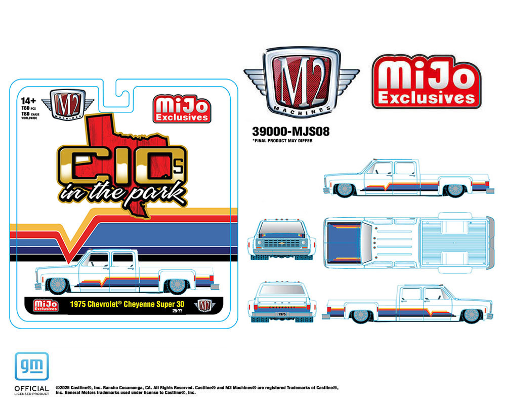 M2 Machines 1975 Chevrolet Cheyenne Super 30 Dually C10s In The Park White MJS08 Preorder