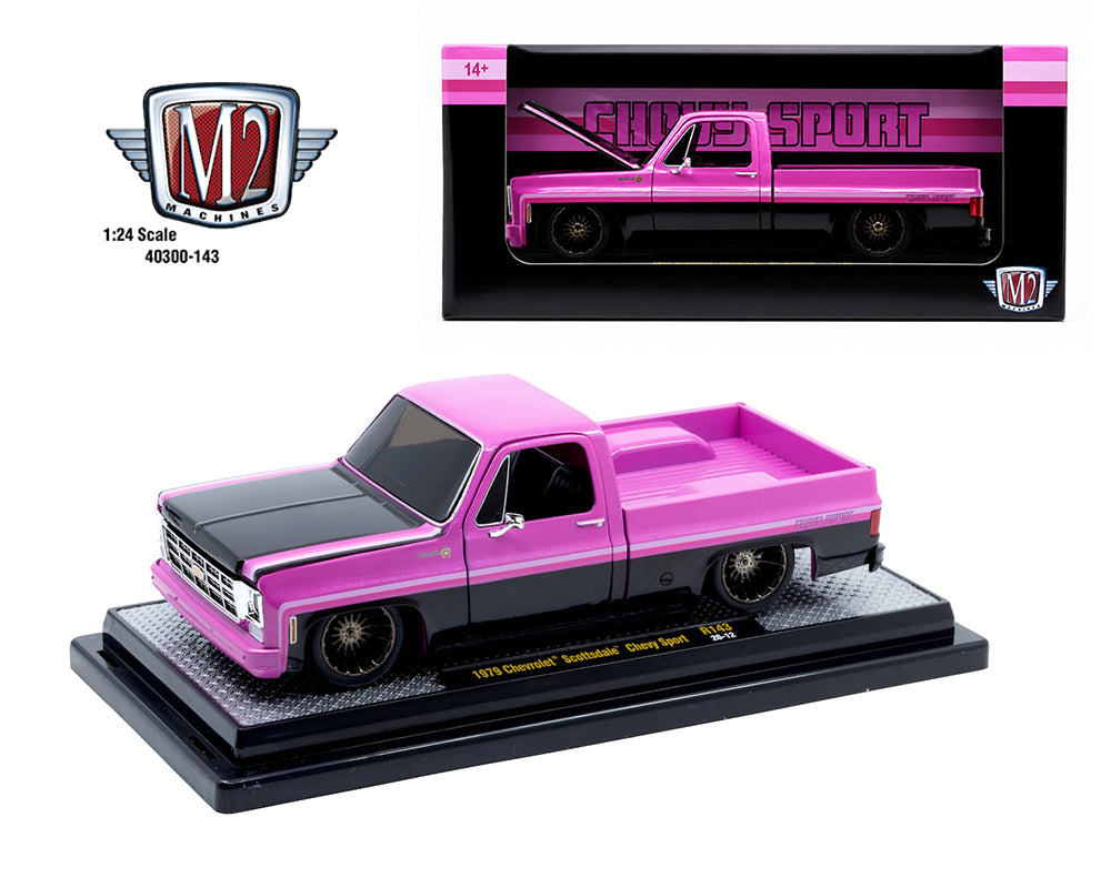 M2 Machines 1:24 Scale Black & Pink 1979 Chevrolet Scottsdale Chevy Sport R143 26-12