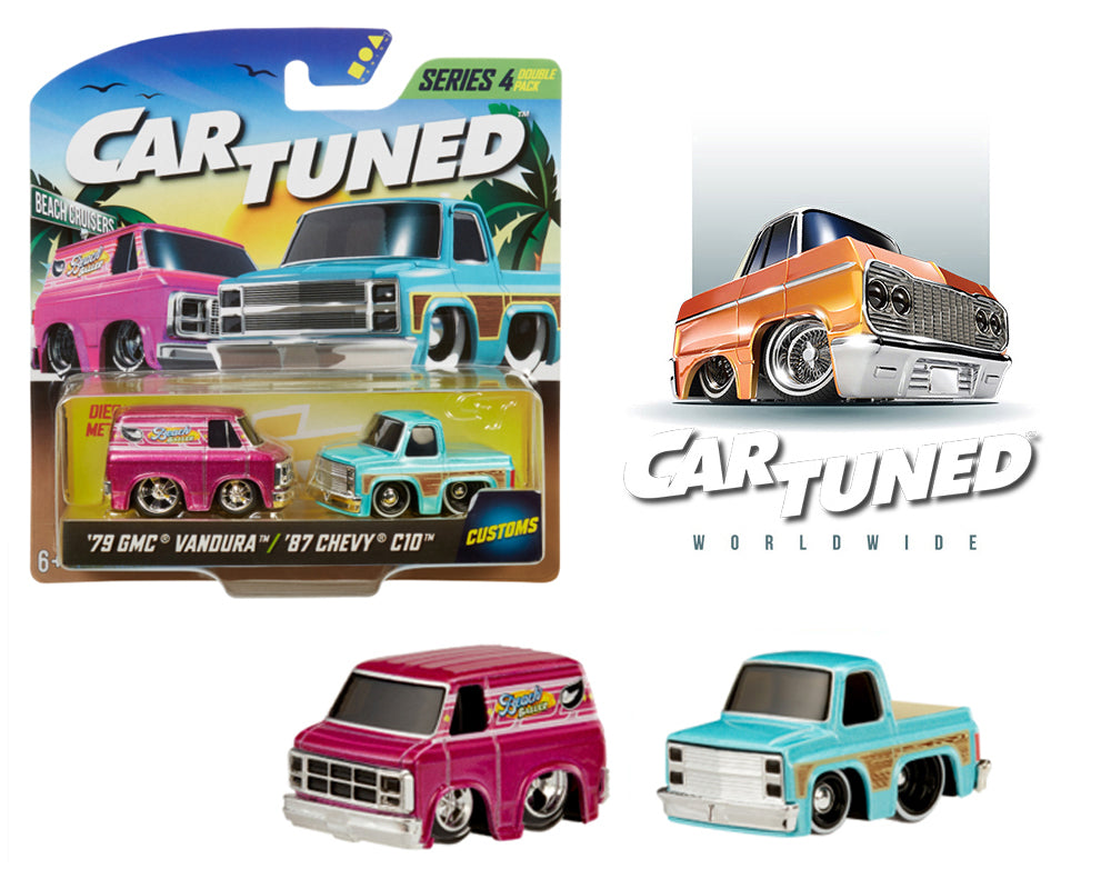 CarTuned 1:64 2-Pack Series 4 Beach Cruisers '79 GMC Vandura & '87 Chevy C10 Pickup