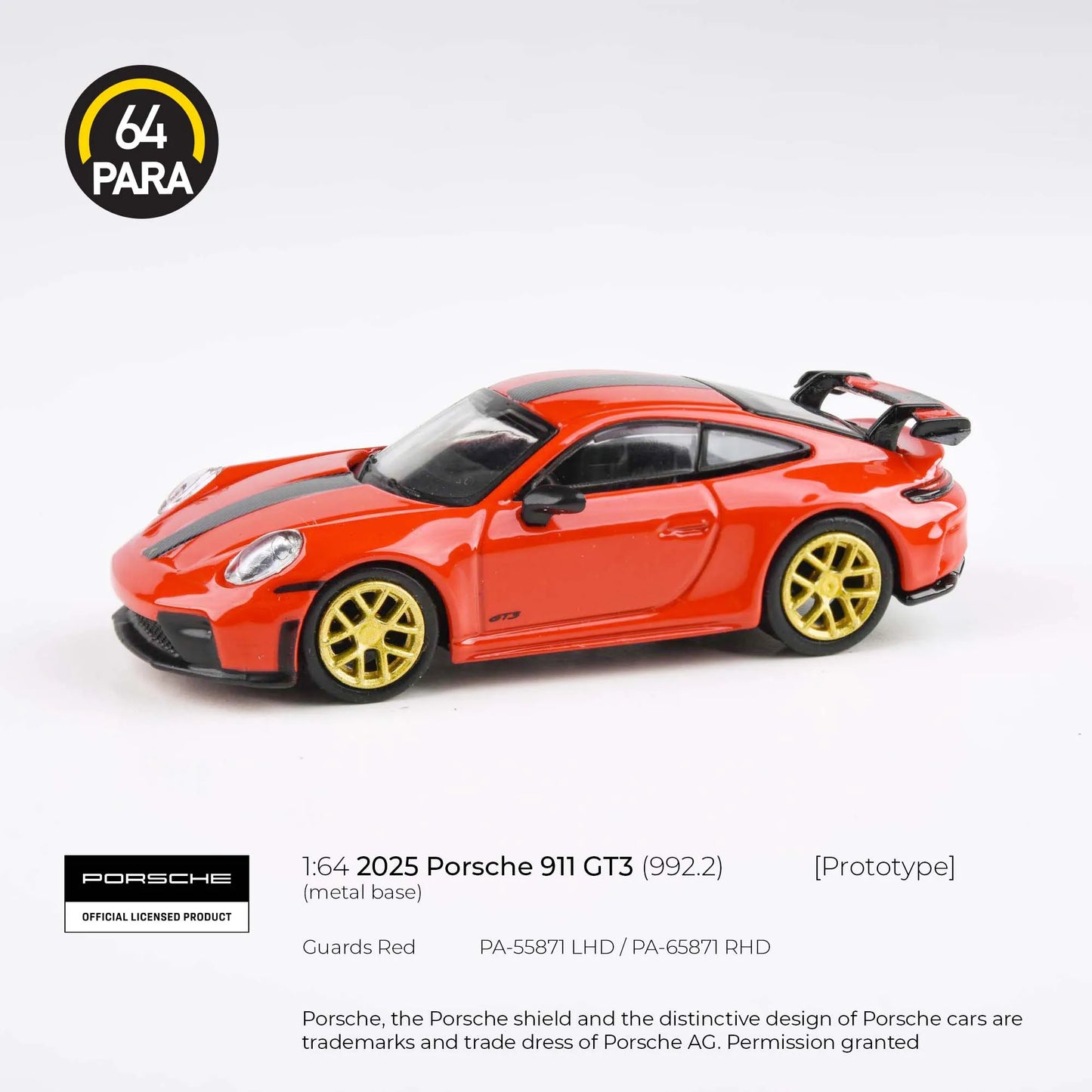 Paragon Models PARA64 1:64 2025 Porsche 911 GT3 (992.2) Guards Red LHD