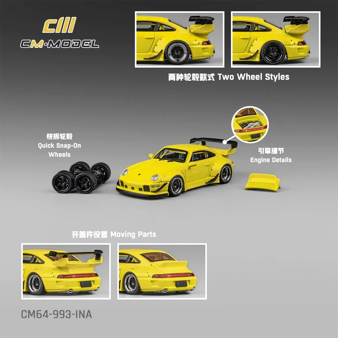 CM Model Porsche 993 Widebody Yellow Indonesia Exclusive