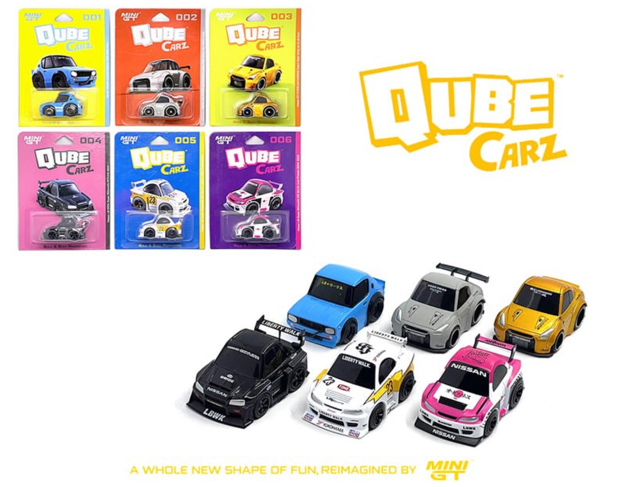 Mini GT QubeCarz Series 1 Liberty Walk Assortment Factory Sealed Set of 6