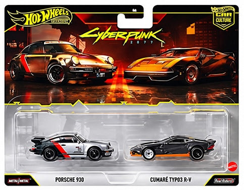 Hot Wheels Premium Car Culture 2 Pack CyberPunk 2077 Porsche 930 & Quadra Turbo-R V-Tech