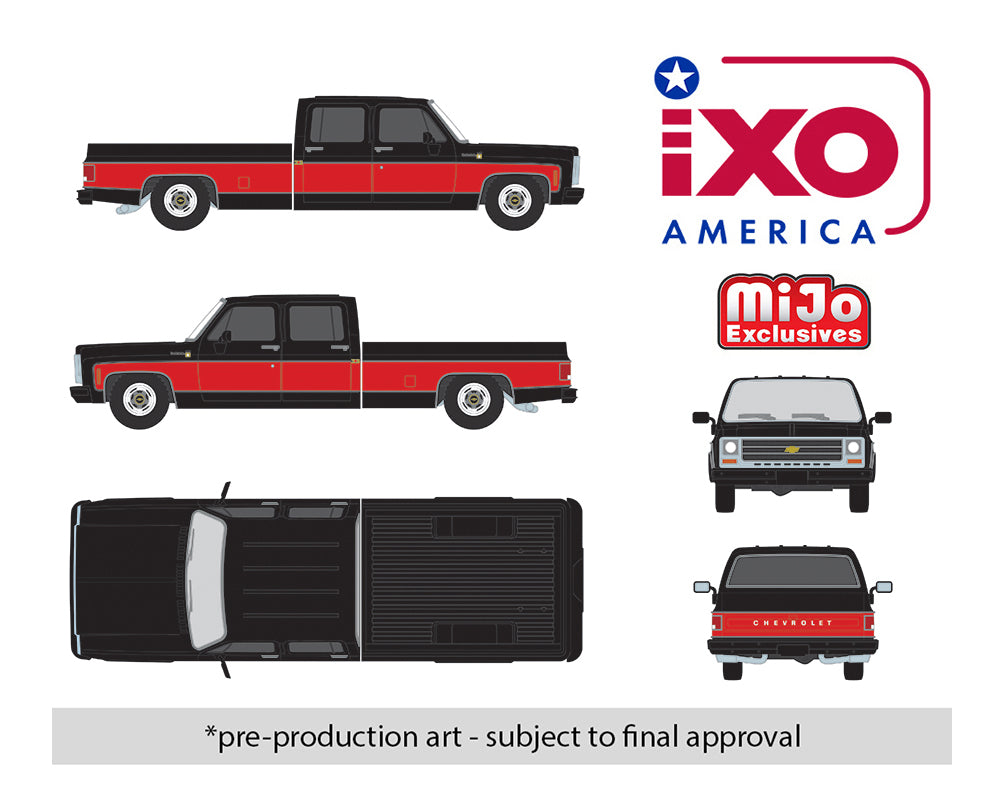 IXO Models 1979 Chevrolet Scottsdale C20 Crew Cab Black Red Two Tone Lowered