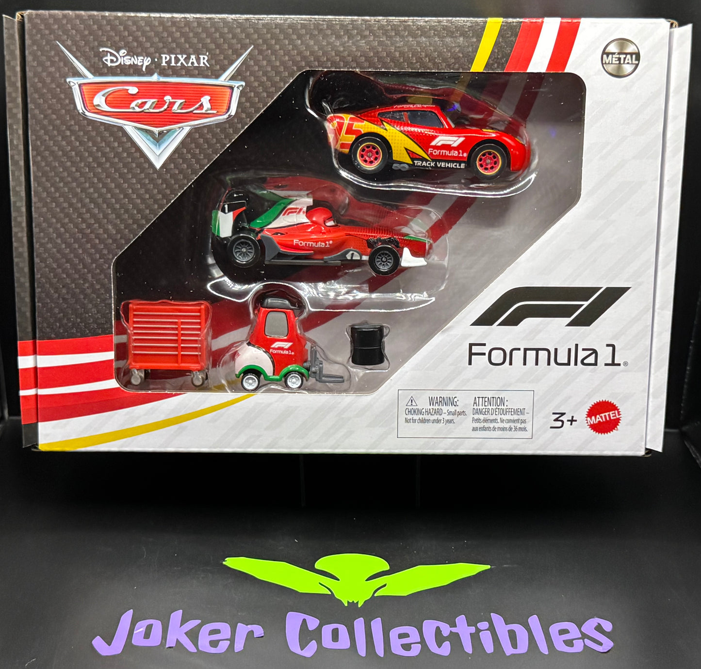 Disney Pixar Cars Formula 1 Box Set Lightning McQueen, Francesco Bernoulli, & Alex Machino