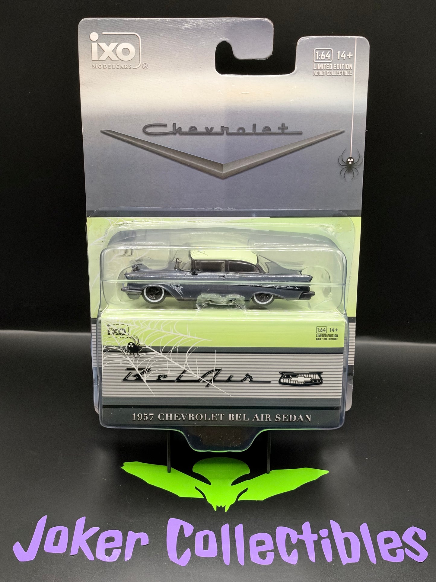 IXO Model Cars 1957 Chevrolet Bel Air Sedan Custom Rod Halloween Grey & Green