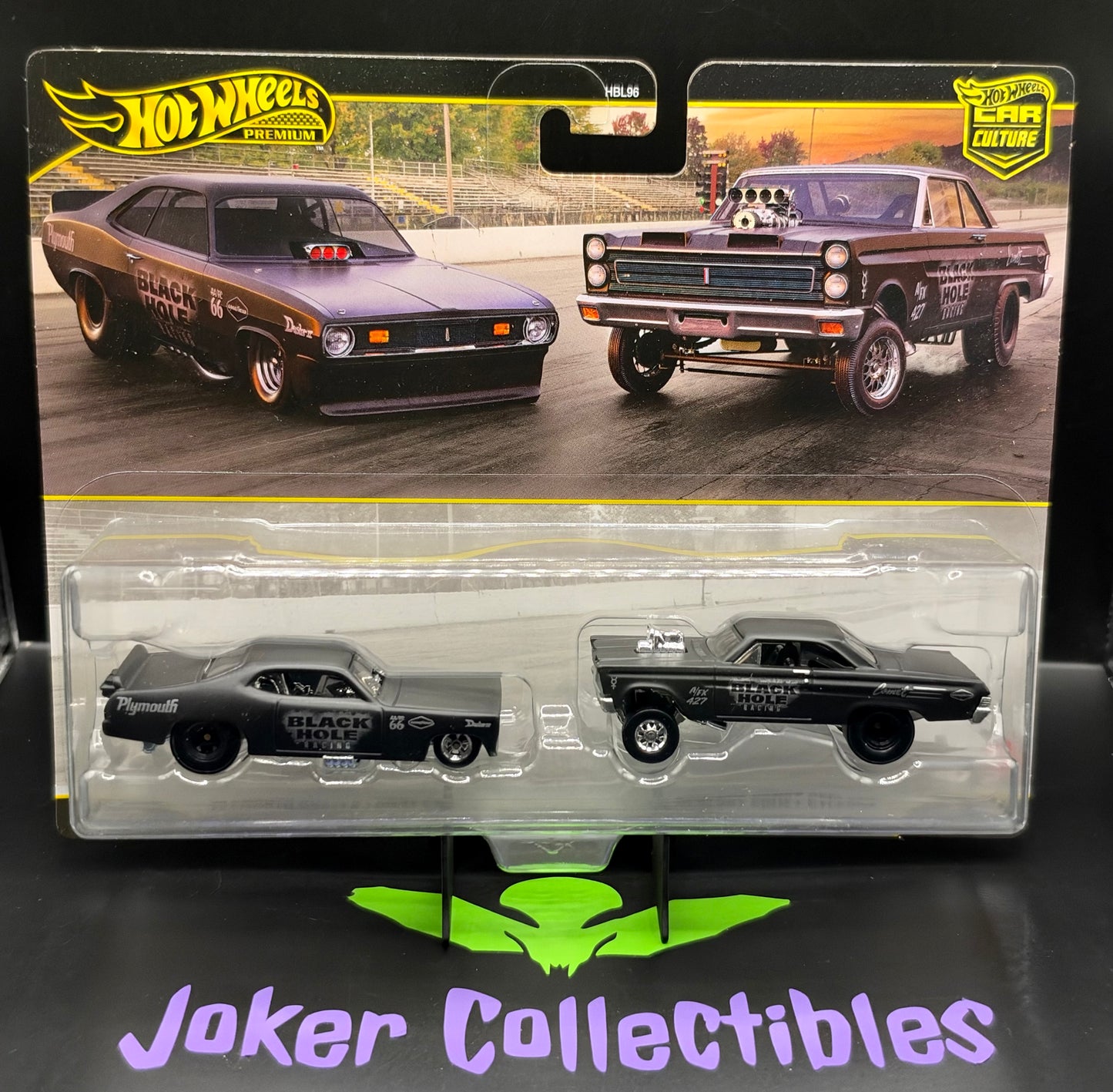 Hot Wheels Premium Car Culture 2 Pack Black Hole Plymouth Road Runner Funny Car & '65 Mercury Comet Cyclone