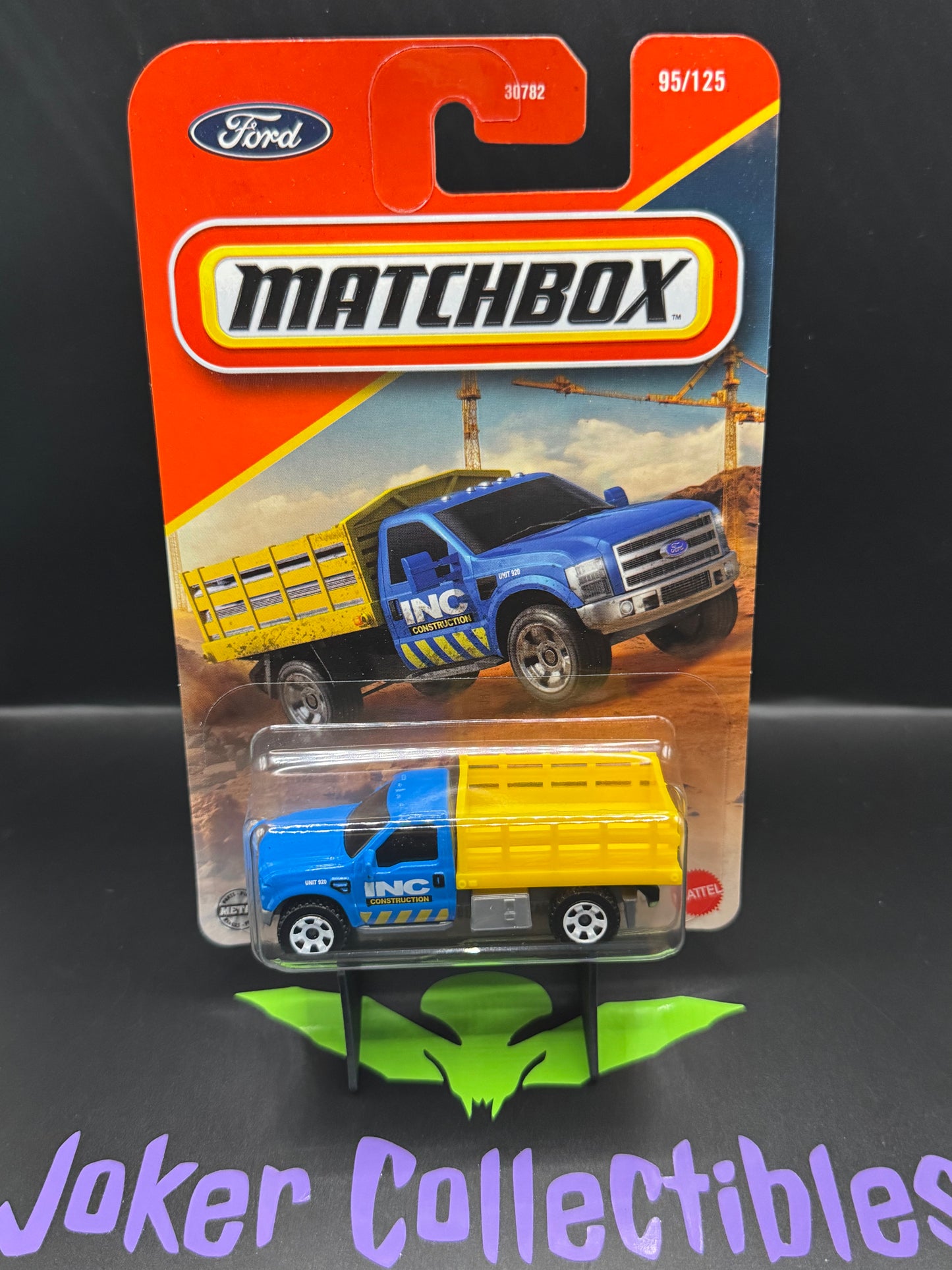 Matchbox 2025 Blue Yellow Ford F-350 Stake Bed Truck # 95/125