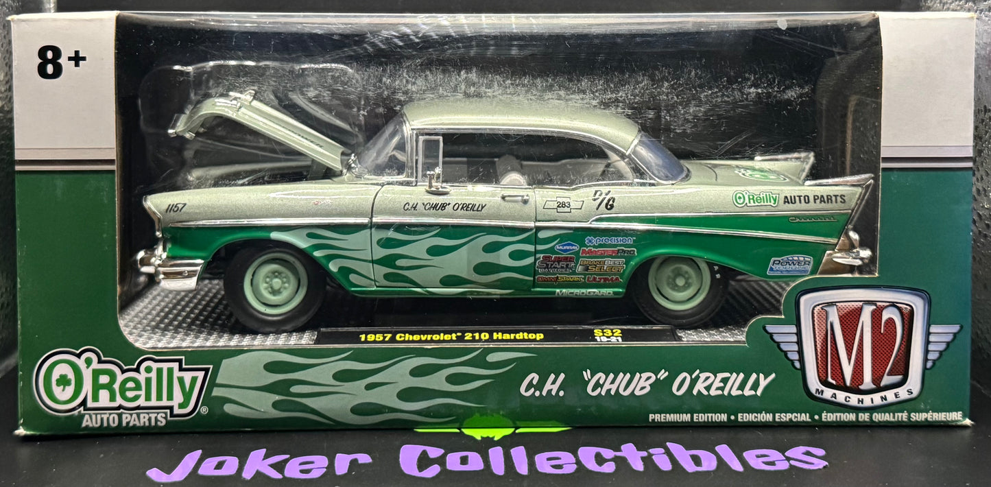 Bad Box M2 Machines 1:24 Scale O'Reilly 1957 Chevrolet 210 Hardtop S32 19-21 C.H. Chub O'Reilly