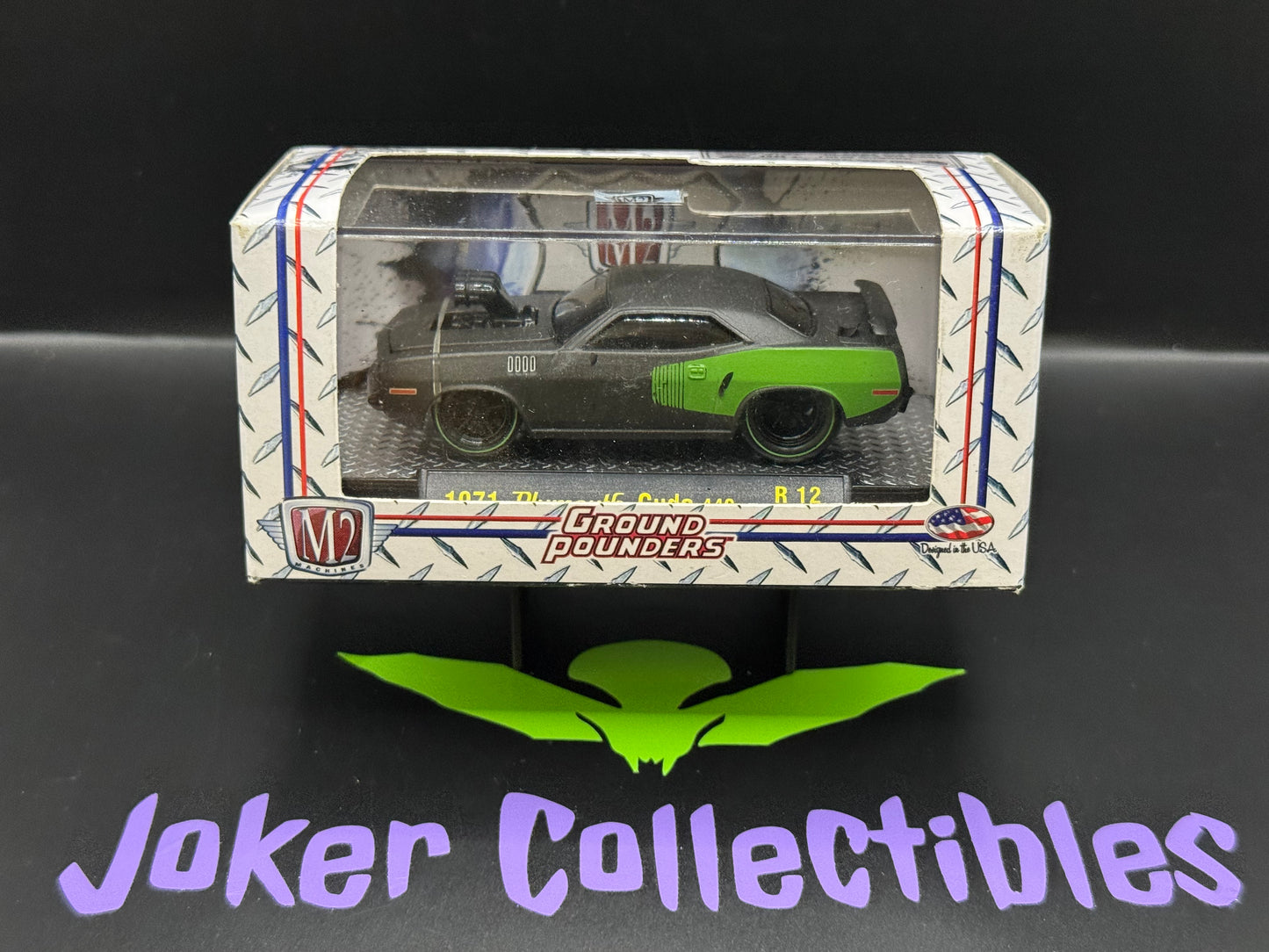 M2 Machines Ground Pounders Black & Green 1971 Plymouth Cuda 440 R12 14-05