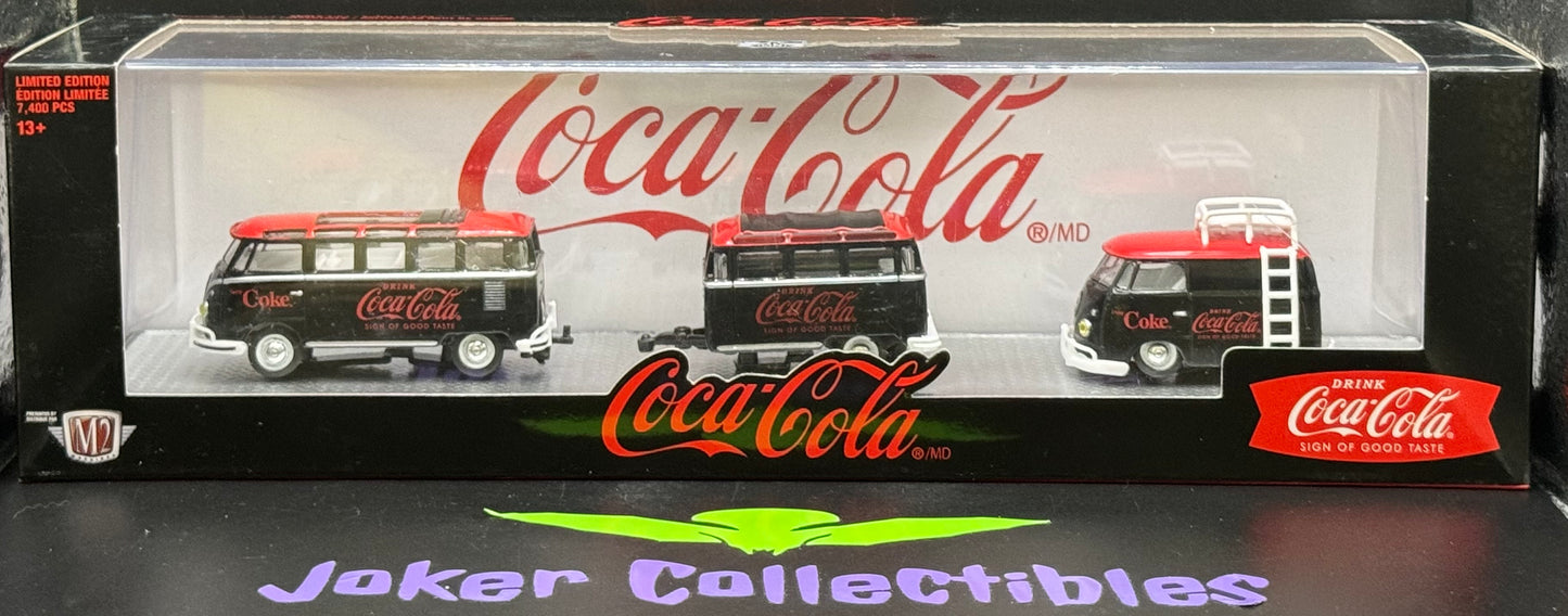 M2 Machines Auto-Haulers 1960 VW Microbus Deluxe USA Model, Trailer, & 1960 VW Delivery Van TW11 21-09 Coca-Cola