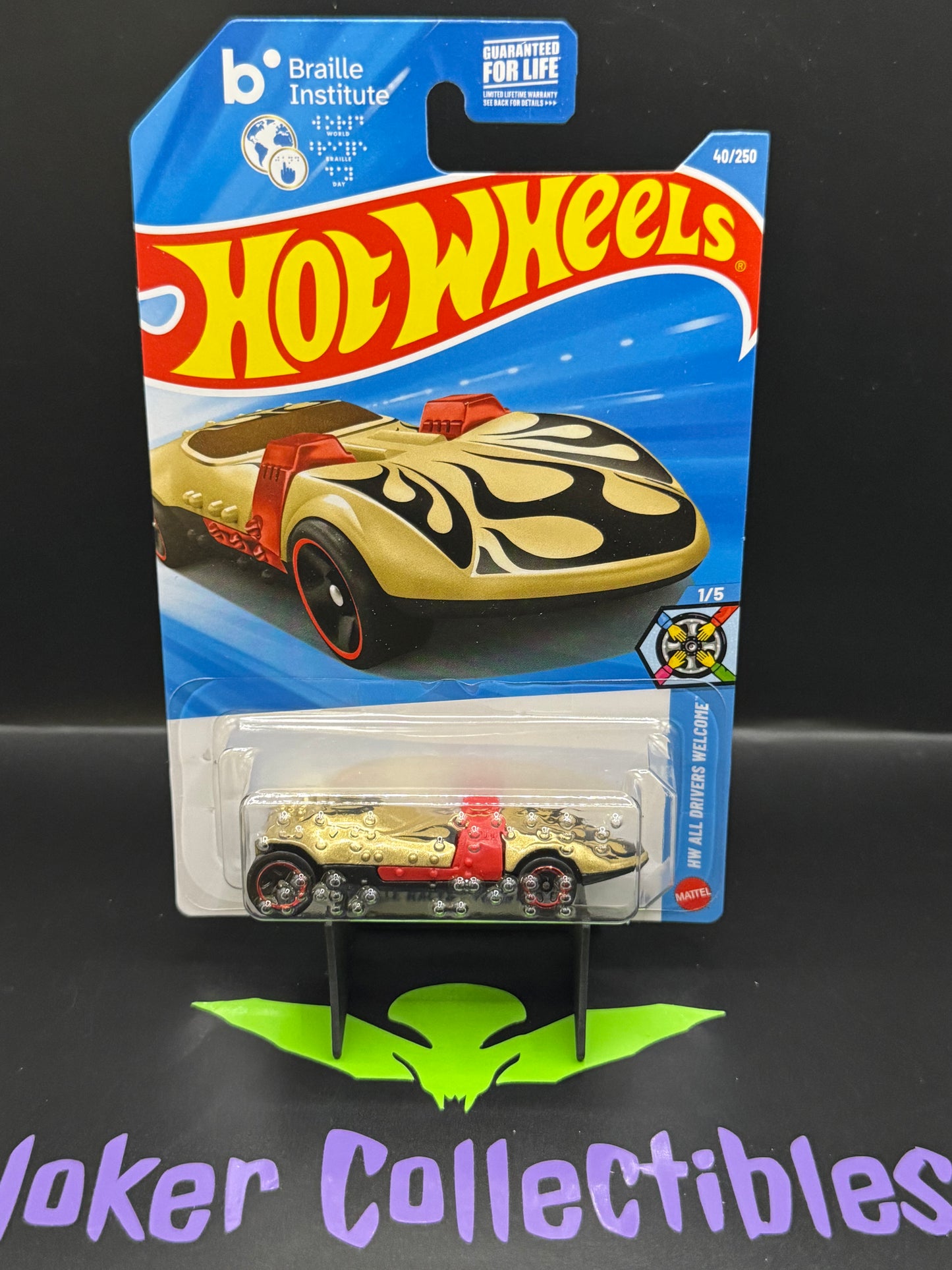 Hot Wheels 2026 Gold Braille Racer Twin Mill 40/250 HW All Drivers Welcome 1/5 C Case Braille Institute