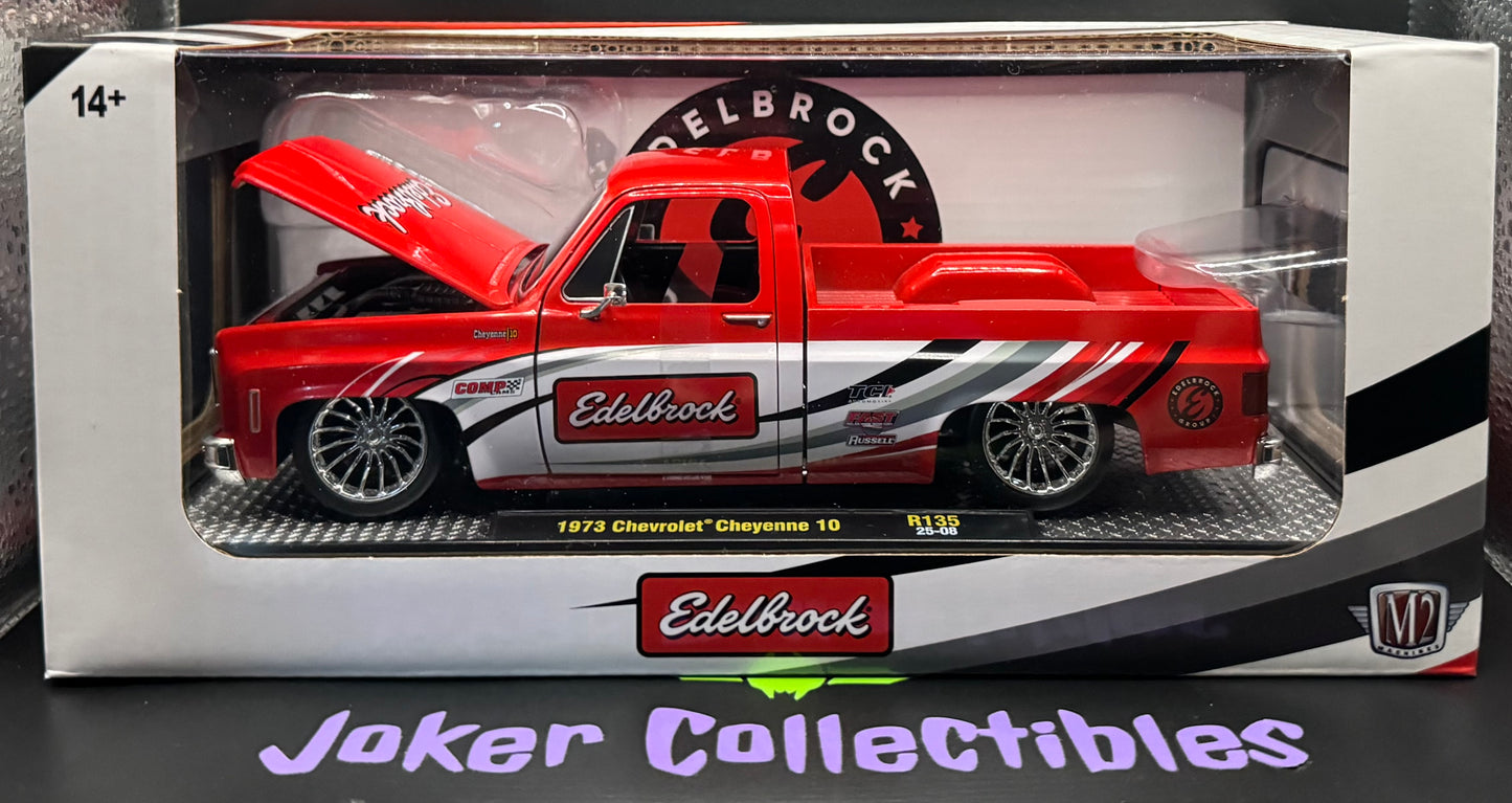 M2 Machines 1:24 Scale Red Edelbrock 1973 Chevrolet Cheyenne 10 R135 25-08