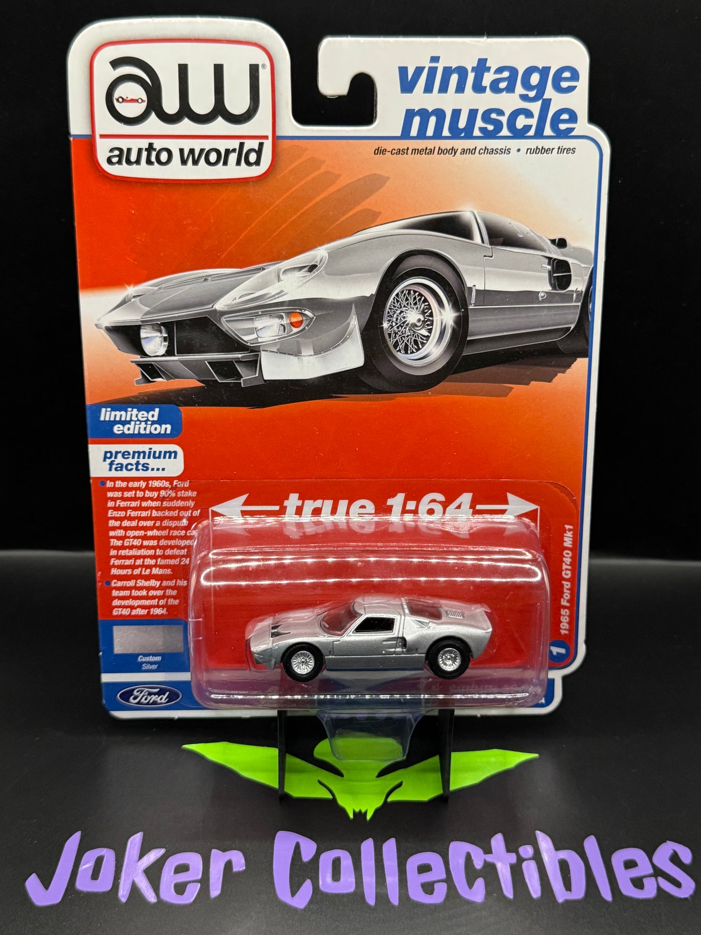 Auto World Vintage Muscle 1965 Ford GT40 Mk1 Custom Silver #1