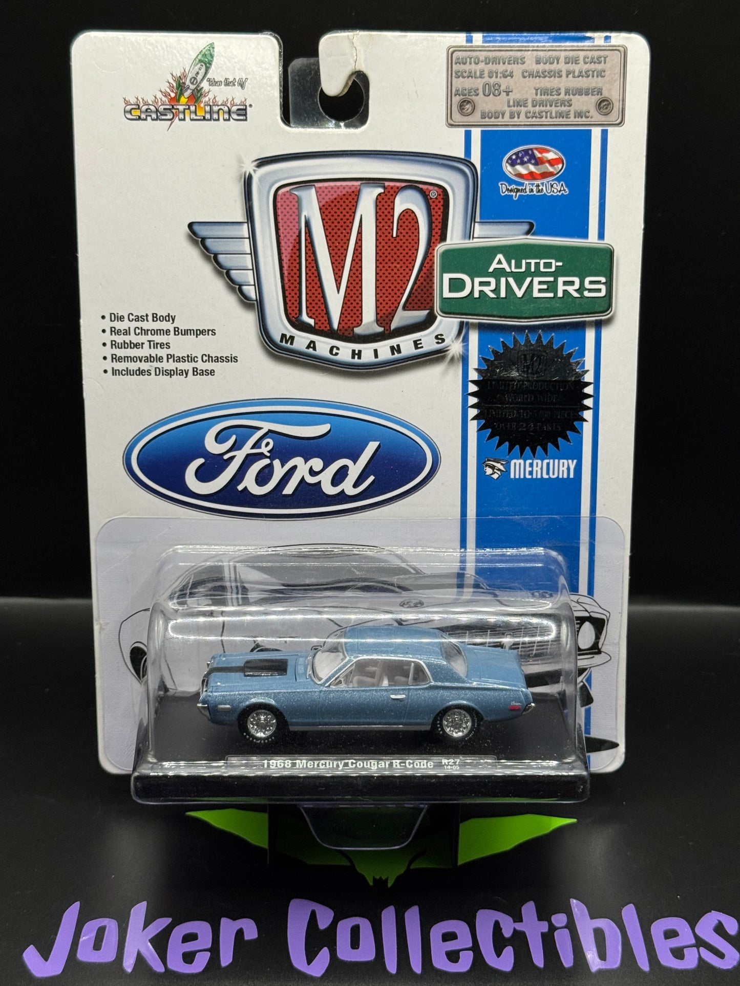 M2 Machines Auto-Drivers Blue 1968 Mercury Cougar R-Code R27 14-05