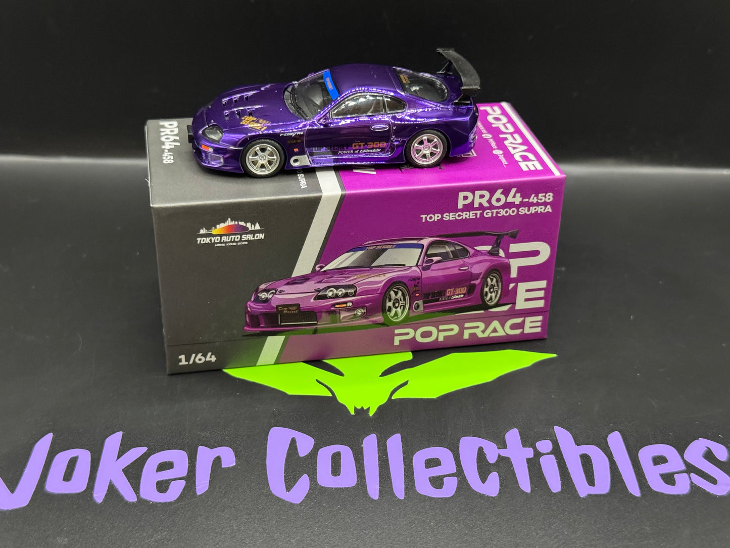 Pop Race Hong Kong Tokyo Auto Salon 2025 Purple Chrome Top Secret Toyota GT300 Supra PR64-458