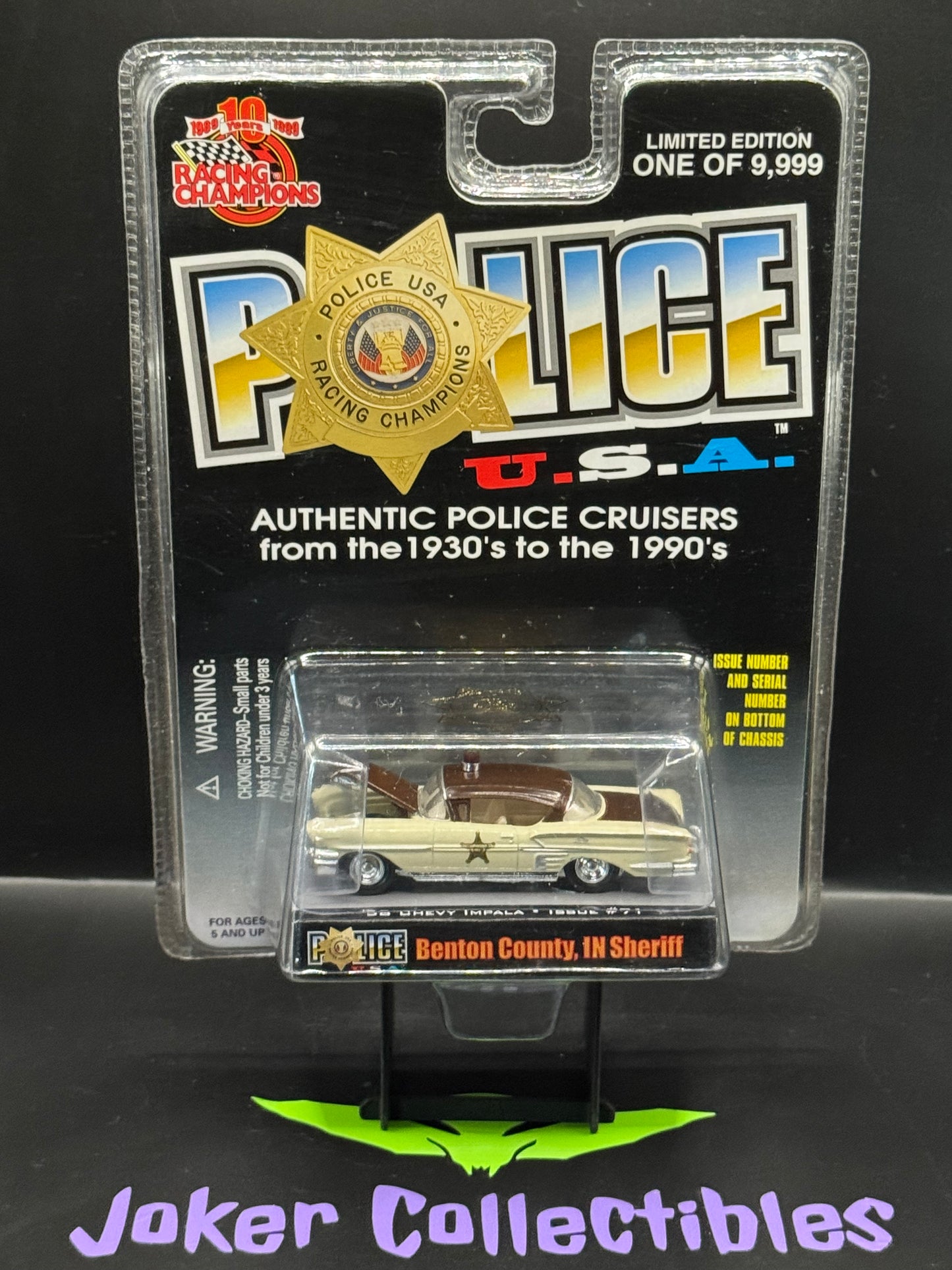 Racing Champions Police USA Benton County IN Sheriff '58 Chevy Impala Issue # 71