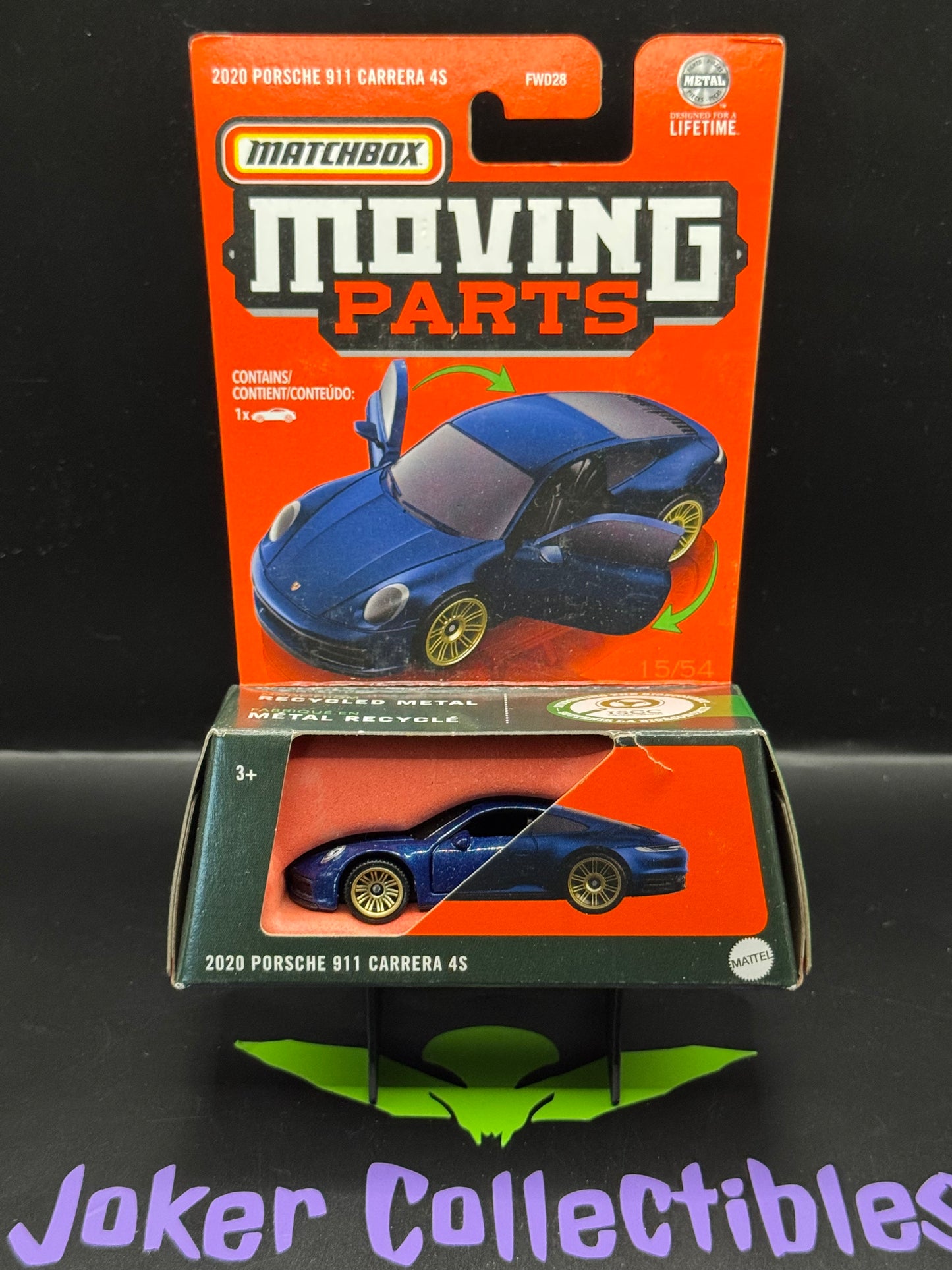 Matchbox Moving Parts Blue 2020 Porsche 911 Carrera 4S