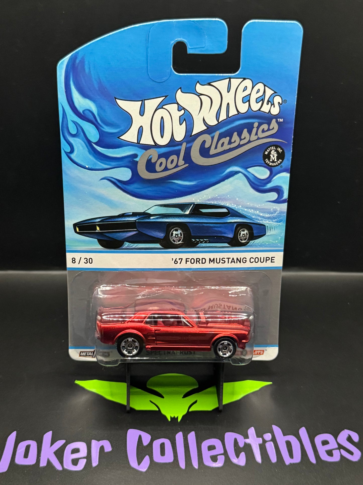 Hot Wheels Cool Classics '67 Ford Mustang Coupe 8/30 Blue Car Card Spectrafrost