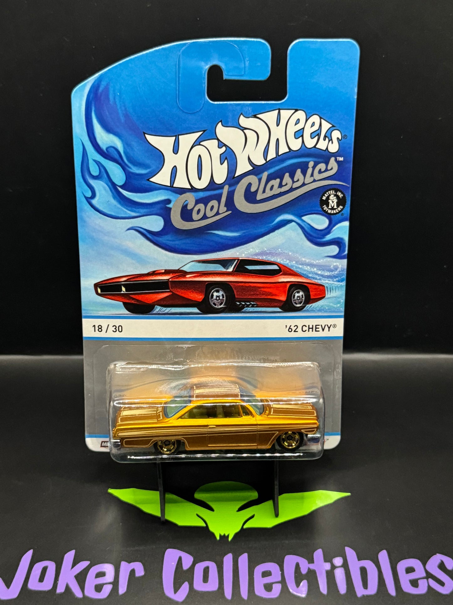 Hot Wheels Cool Classics '62 Chevy 18/30 Red Car Card Spectrafrost