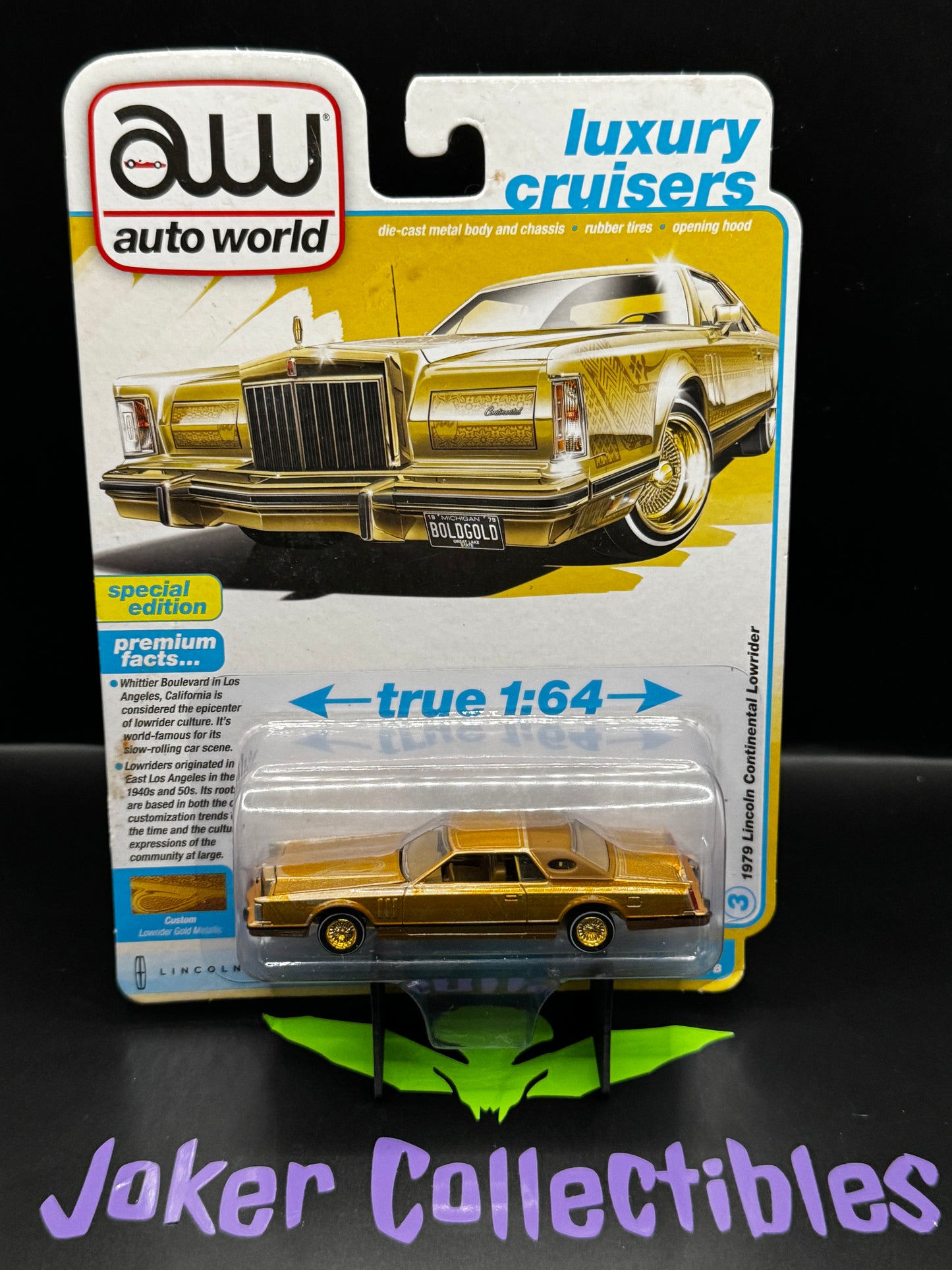 Auto World Luxury Cruisers 1979 Lincoln Continental Custom Lowrider Gold Metallic # 3