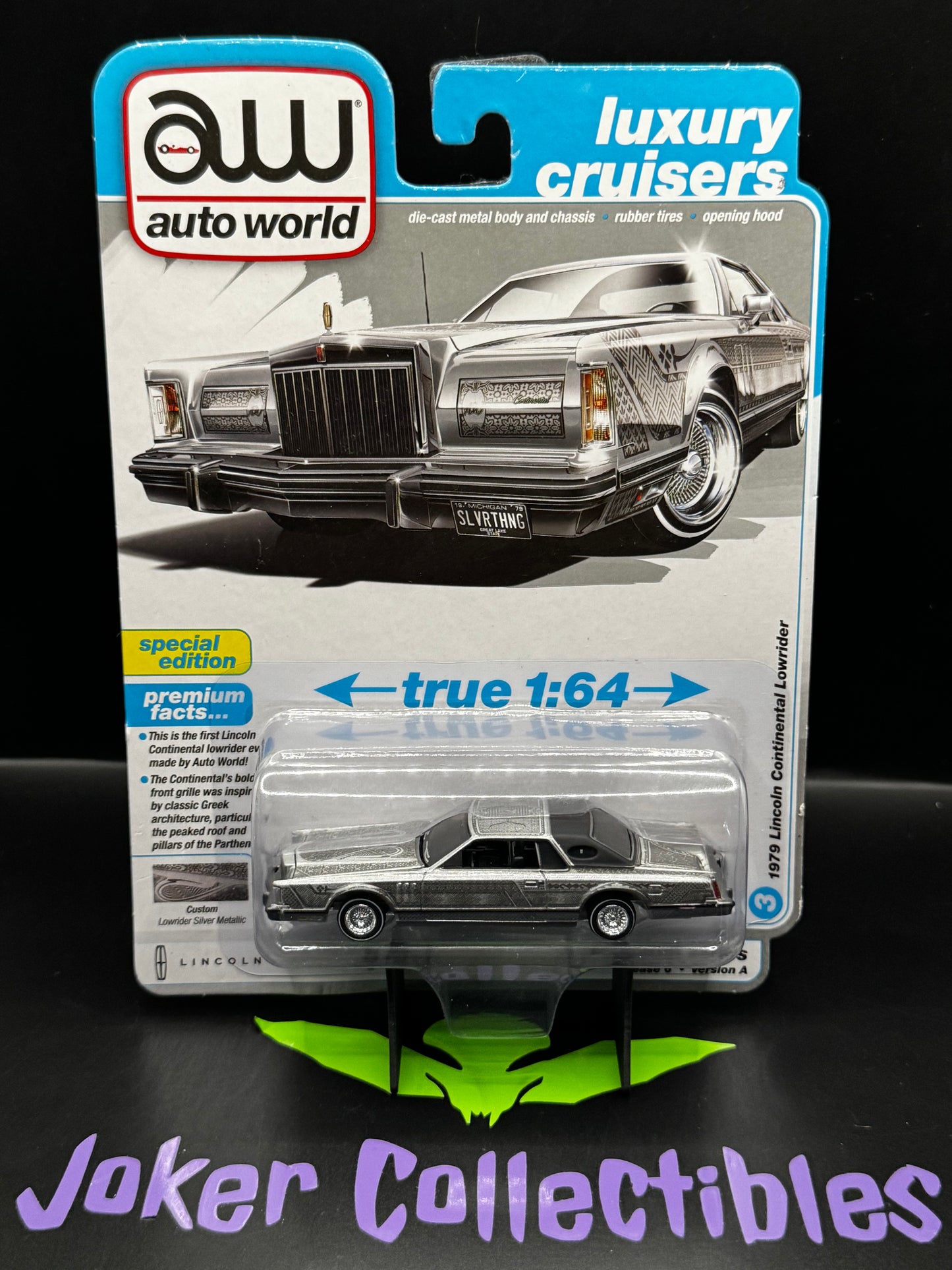 Auto World Luxury Cruisers 1979 Lincoln Continental Custom Lowrider Silver Metallic # 3