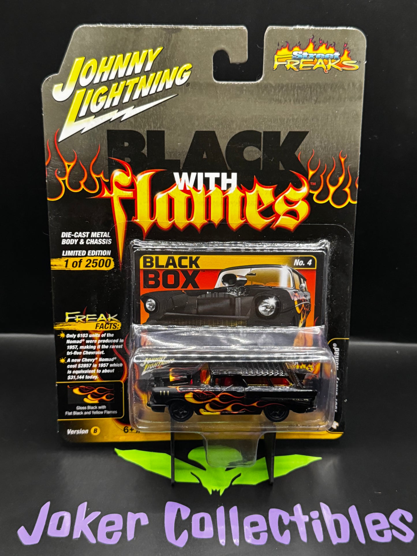 Johnny Lightning Street Freaks Black with Flames 1957 Chevy Nomad # 4