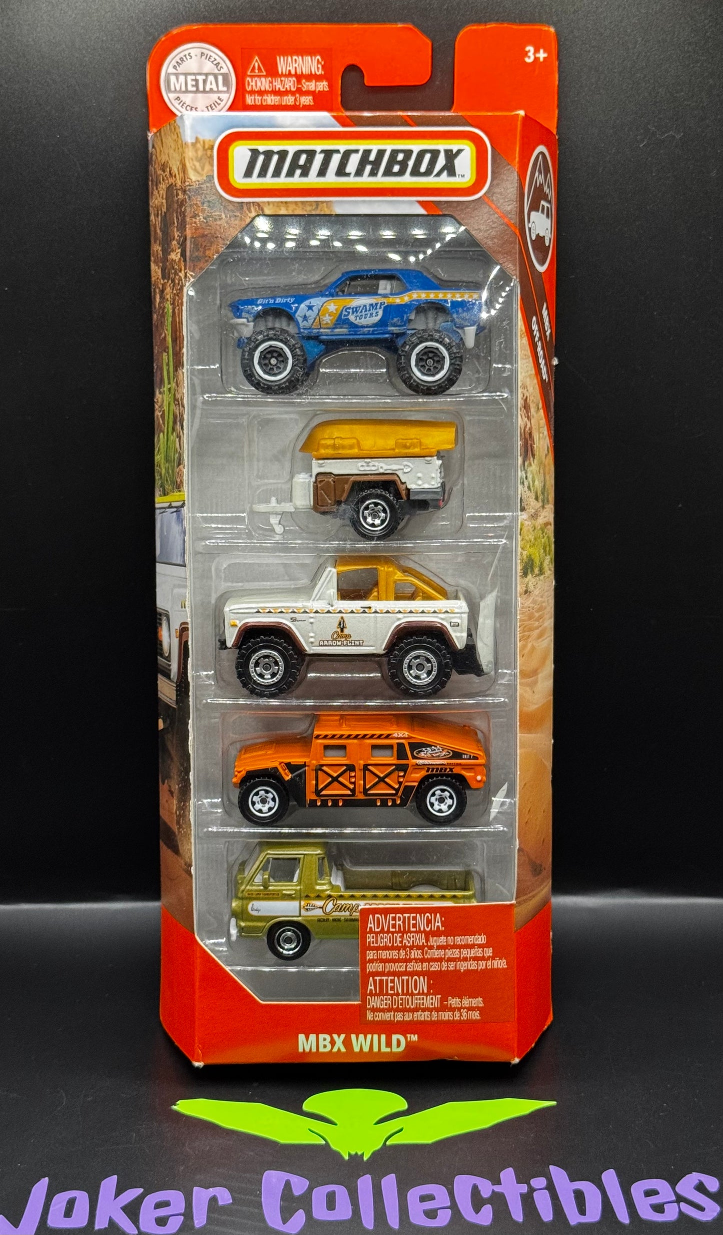 Matchbox 5 Pack MBX Wild MBX Off-Road Mustang, Trailer, Bronco, Hummer, & A100