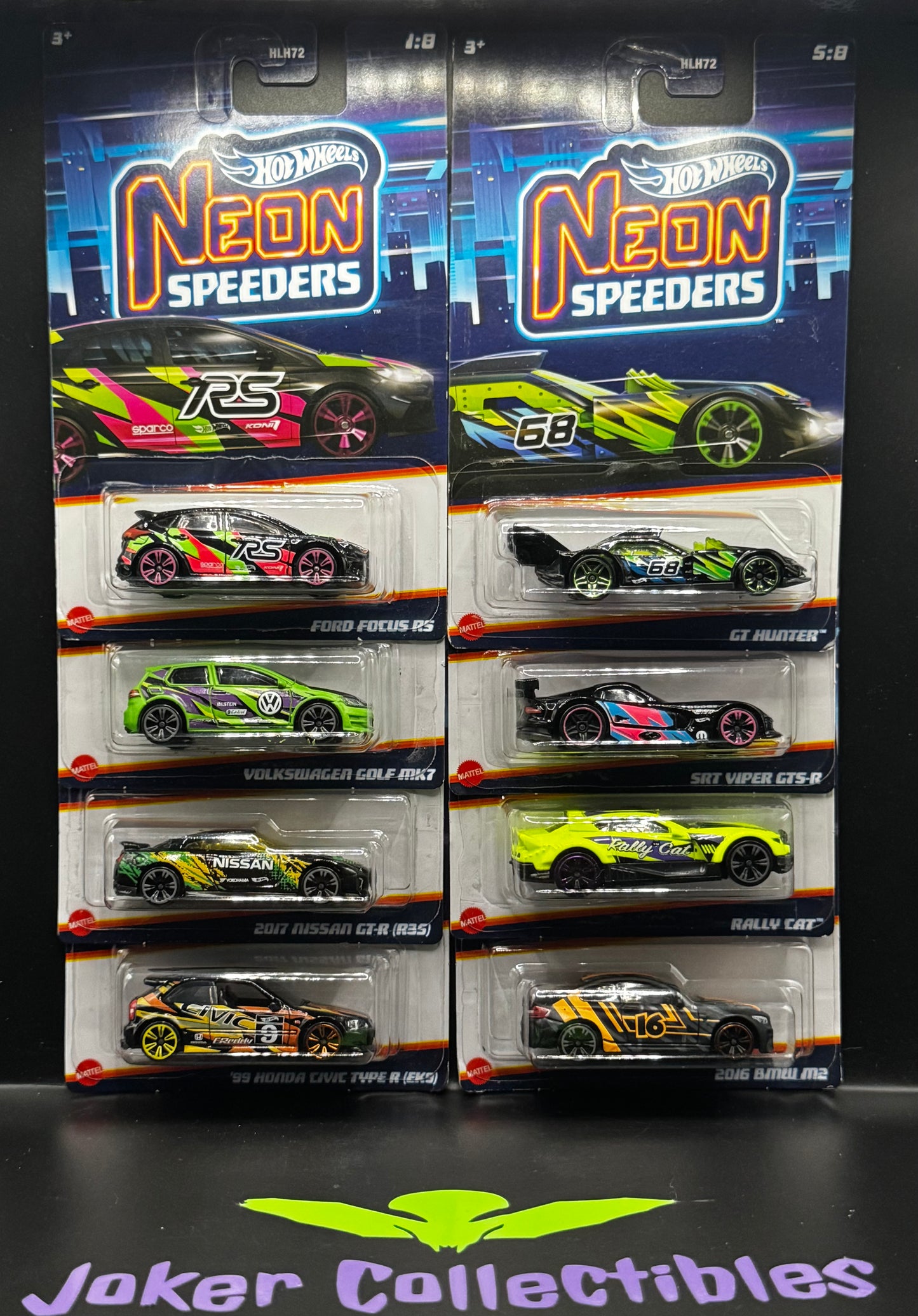 Hot Wheels 2023 Neon Speeders Series Set of 8 HLH72