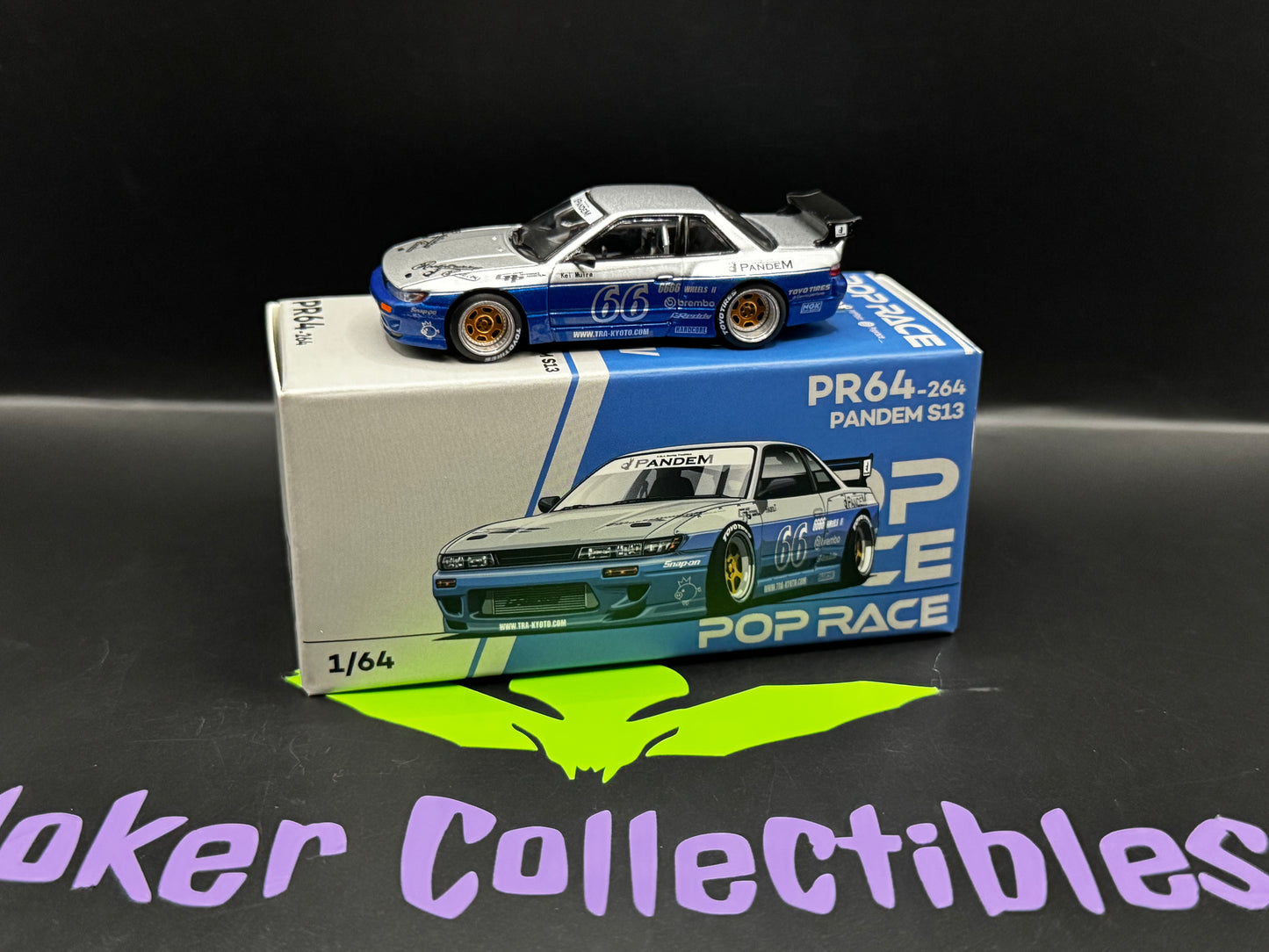Pop Race Pandem Nissan Silvia S13 Moontech Blue & Silver PR64-264