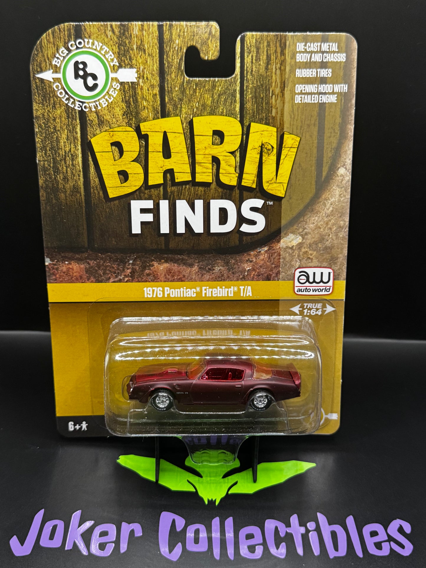 Auto World Big Country Collectibles Barn Finds Ultra Red Chase 1976 Pontiac Firebird T/A # 1