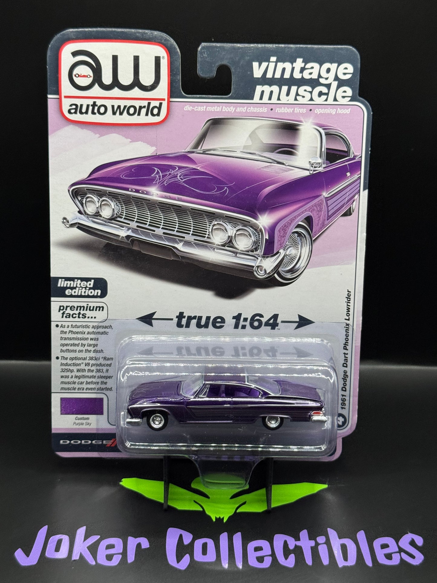 Auto World Vintage Muscle 1961 Dodge Dart Phoenix Lowrider Purple Sky # 4