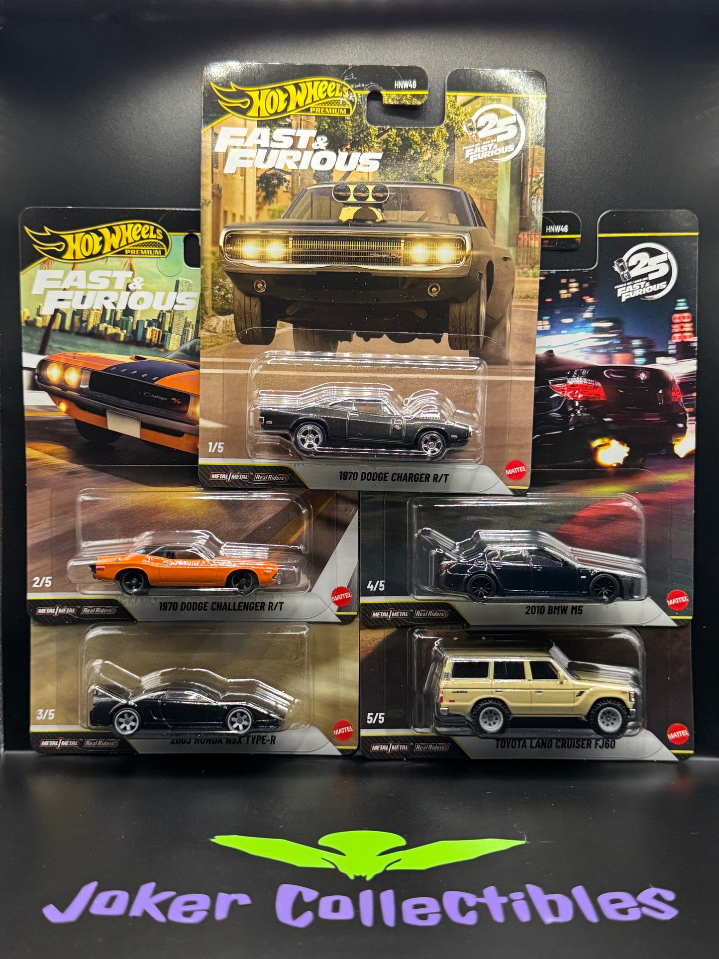 Hot Wheels Premium Fast & Furious 25th Set of 5 Cars Q Case HNW46-956Q