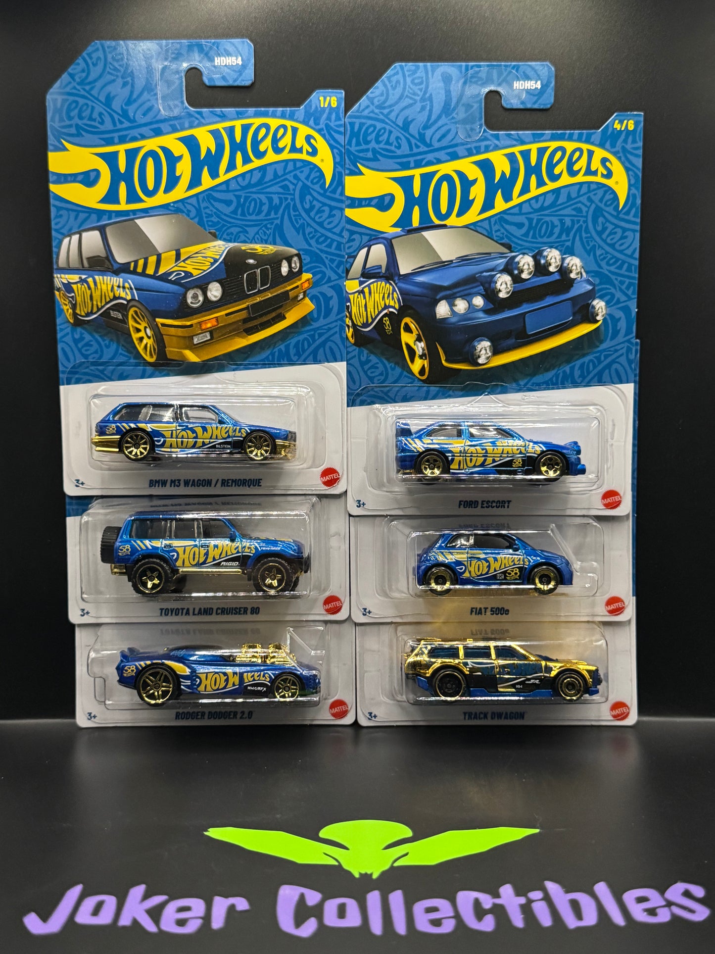 Hot Wheels Blue & Gold 2026 58th Anniversary Mix 2 Set of 6 with Chase HDH54-956K