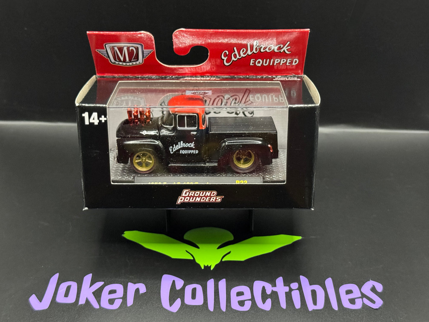 M2 Machines Ground Pounders Black & Red Edelbrock 1956 Ford F-100 Truck R33 26-03