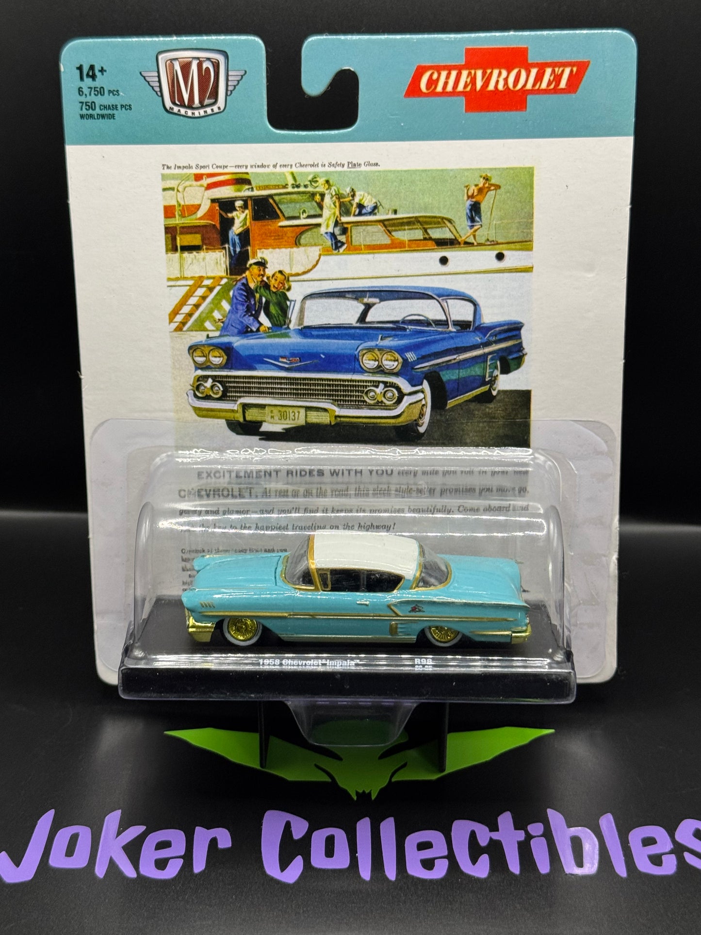 M2 Machines Auto-Drivers Chase Light Blue 1958 Chevrolet Impala R98 23-25