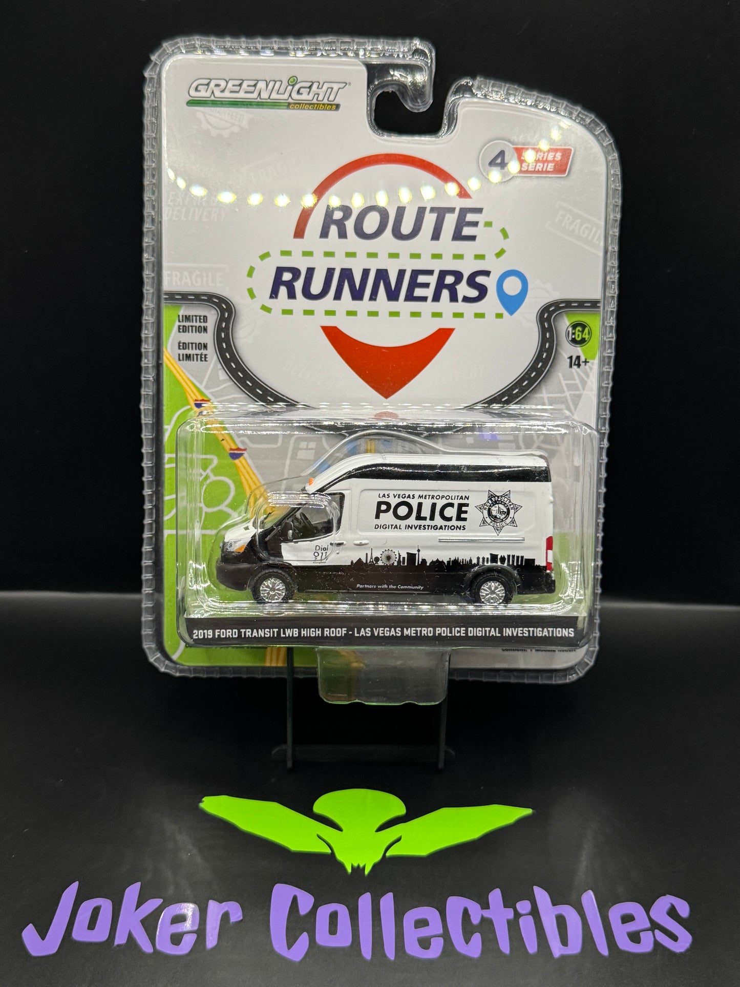 Greenlight Route Runners Series 4 2019 Ford Transit LWB High Roof Las Vegas Metro Police Digital Investigations