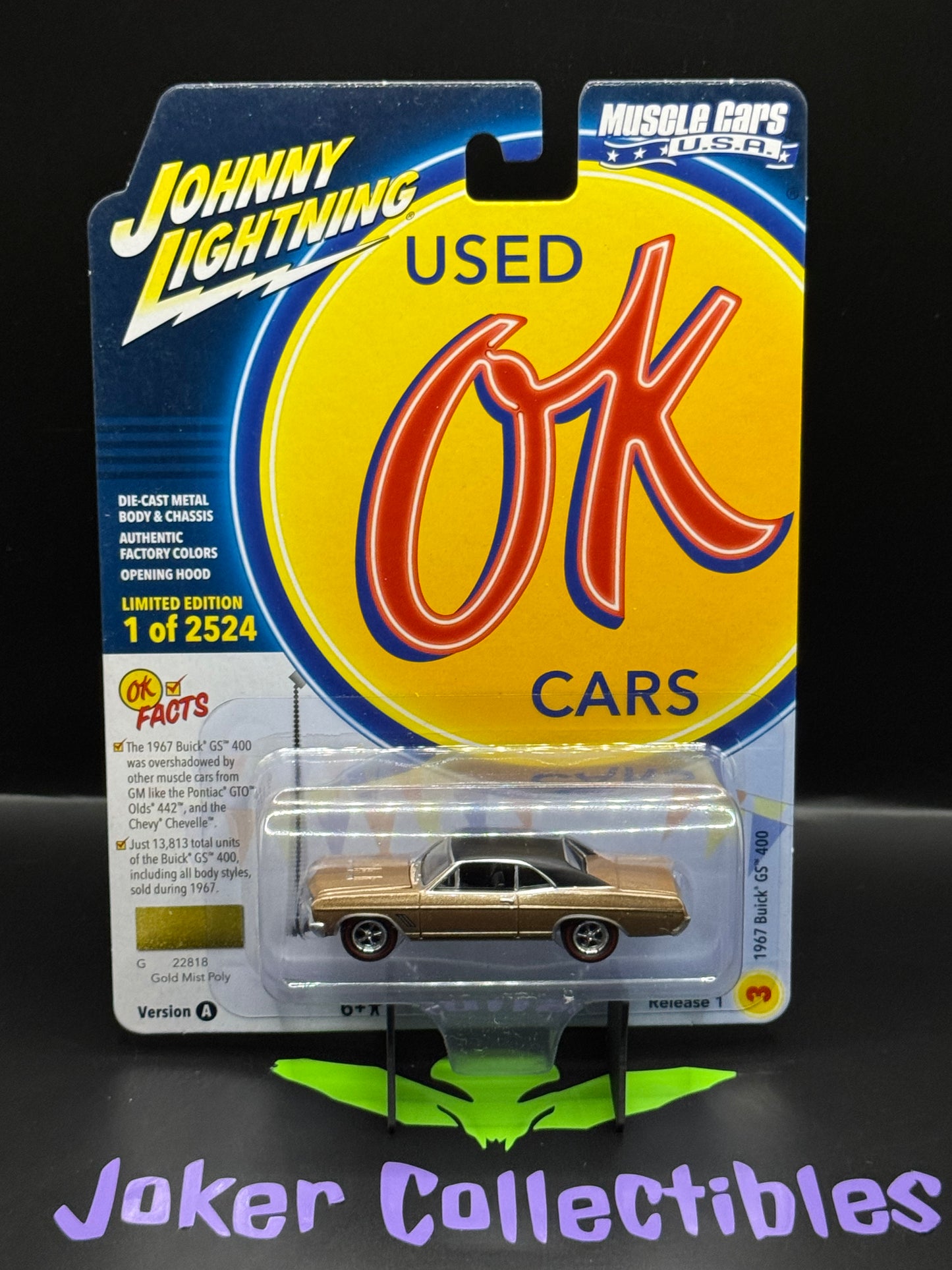 Johnny Lightning Muscle Cars U.S.A. OK Used Cars 1967 Buick GS 400 Gold Mist Poly # 3