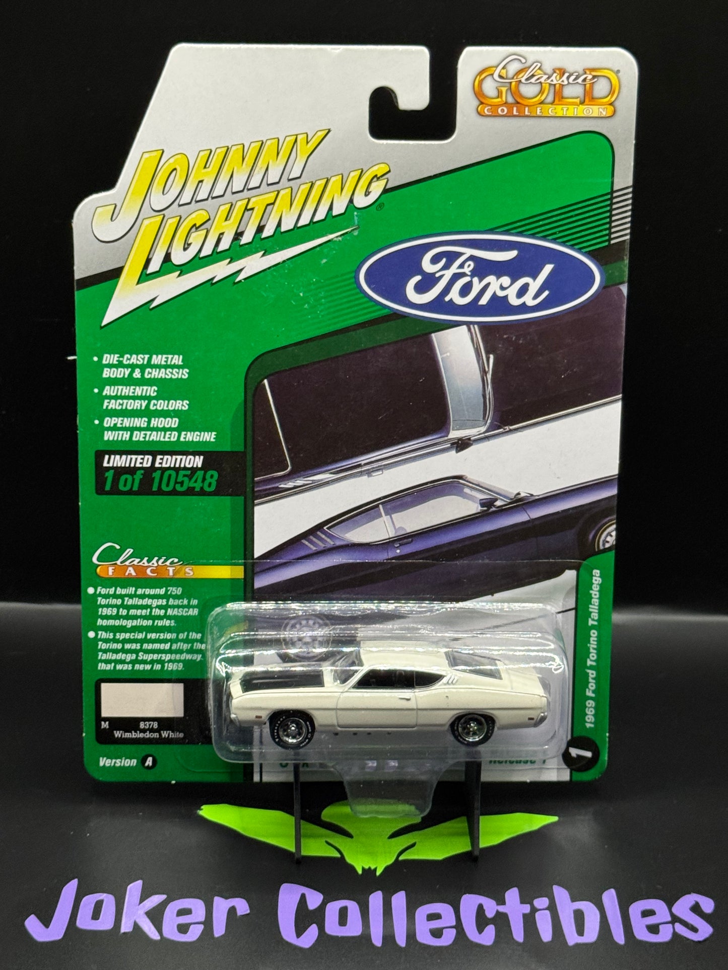 Johnny Lightning Classic Gold 1969 Ford Torino Talladega Wimbledon White # 1