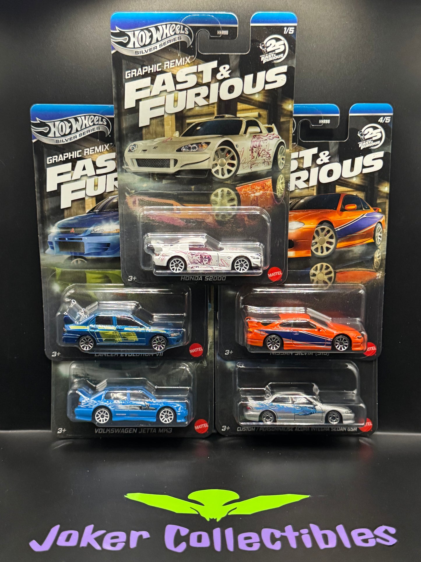 Hot Wheels Silver Series Graphic Remix Fast & Furious Set of 5 Cars HNR88-9C6L