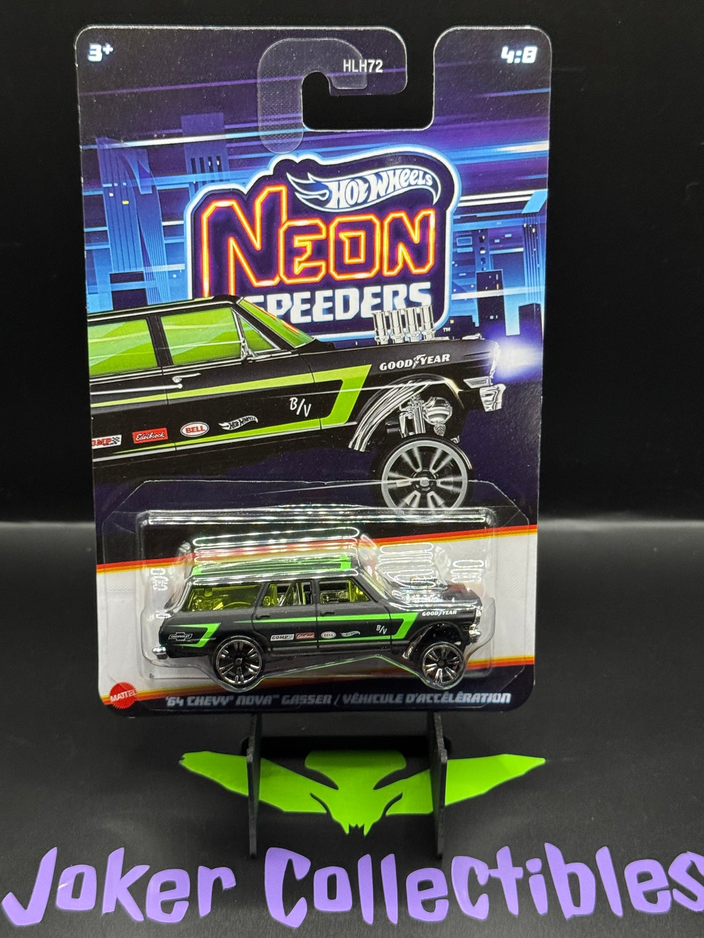 Hot Wheels Neon Speeders '64 Chevy Nova Gasser # 4/8 International Card