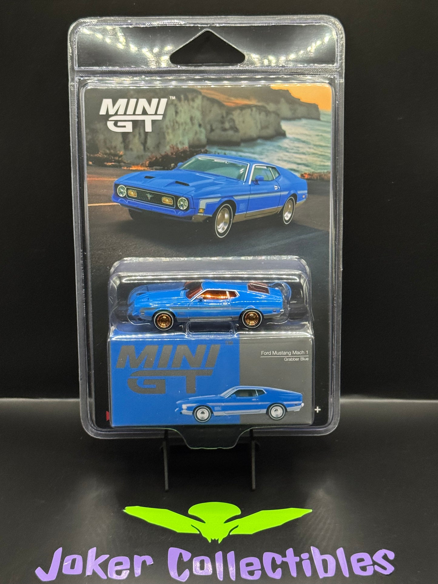 Mini GT Chase #1138 Ford Mustang Mach 1 Grabber Blue