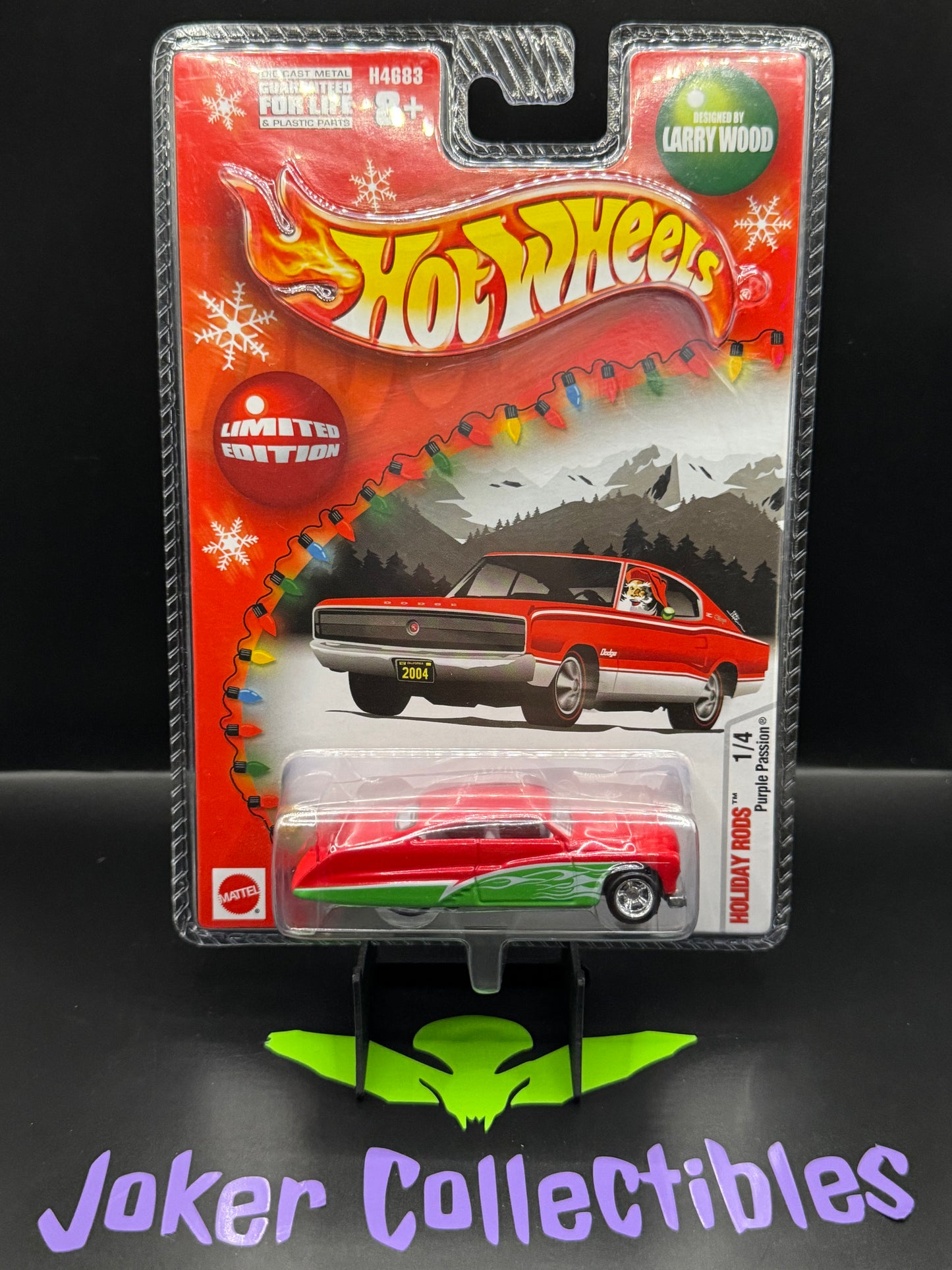 Hot Wheels 2004 Holiday Rods Red with Green Lower Purple Passion # 1/4